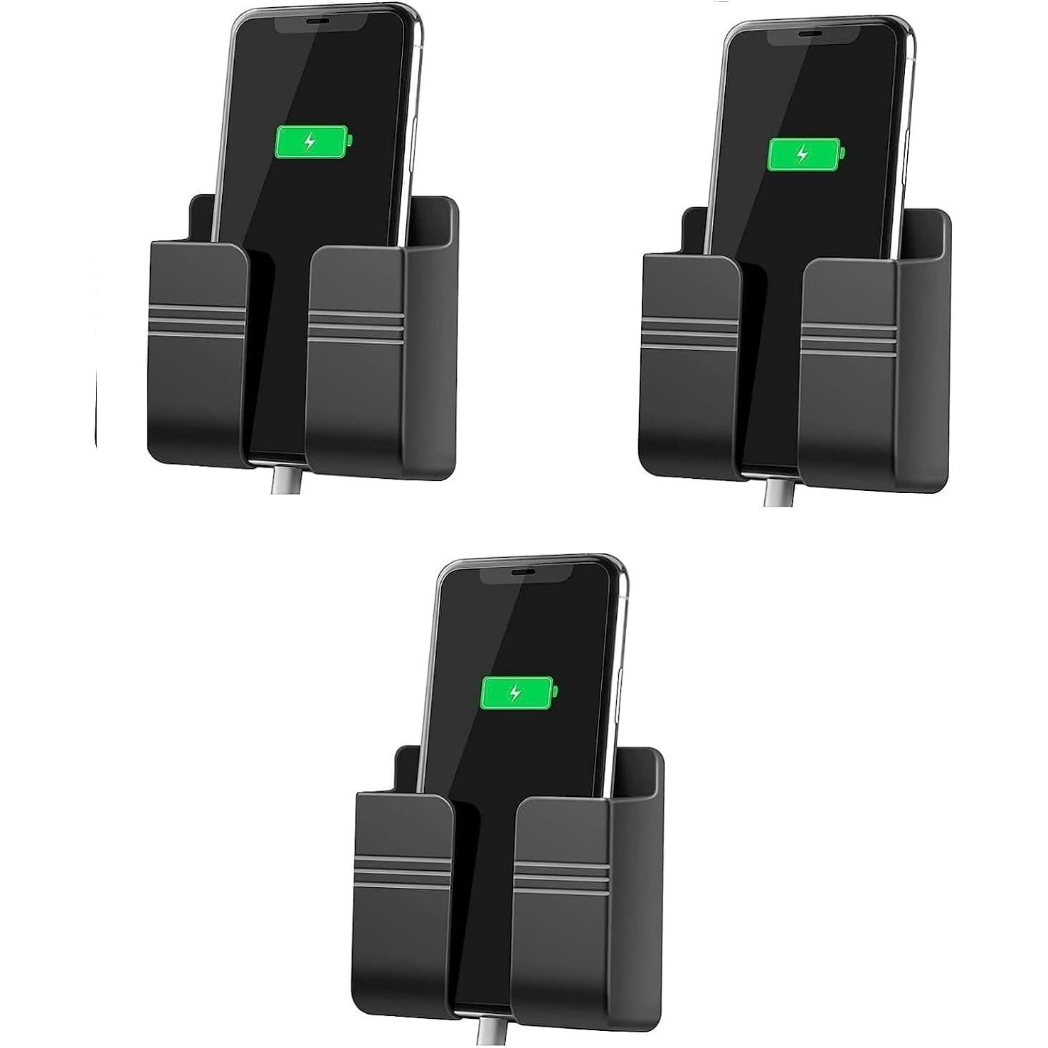 ZedGear Wall Mounted Mobile Holder Storage Case for Remote with Charging Port & Adjustable Viewing Angle Mobile Stand/Multi Purpose Stand - Black (Pack of 3)