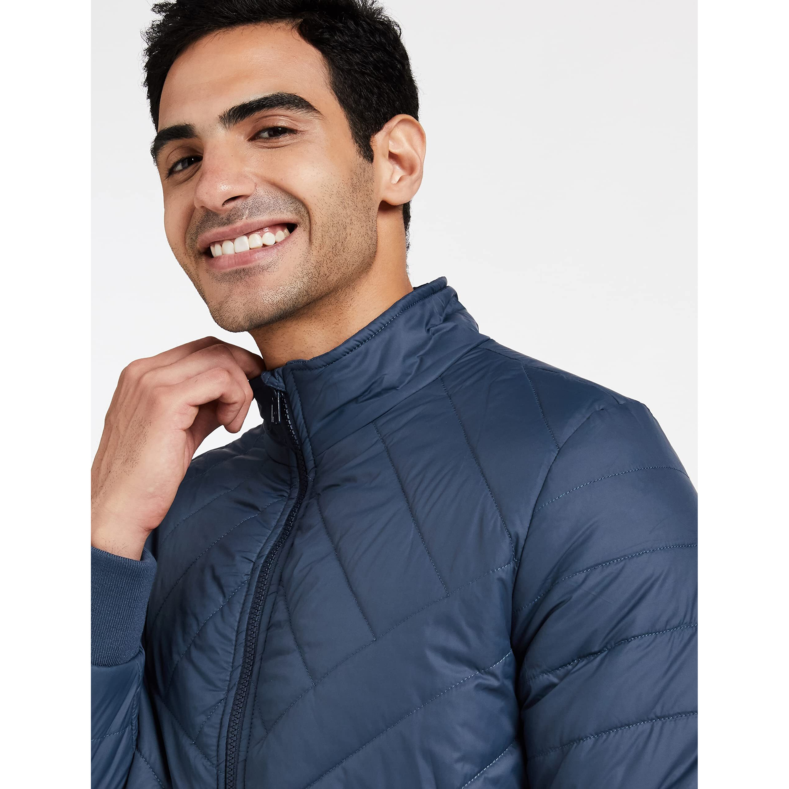 Amazon Brand - Symbol Men's Solid Full Sleeves Regular Fit Bomber Jacket Airforce Blue M