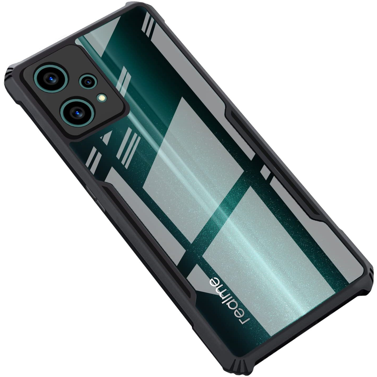 CEDO Realme 9 Pro Plus (5G) Back Case Cover | Camera Protection Shockproof Bumper-Edge | Acrylic Crystal Clear 360 Degree Protection TPU+PC | Transparent Eagle Back Case Cover (Black)