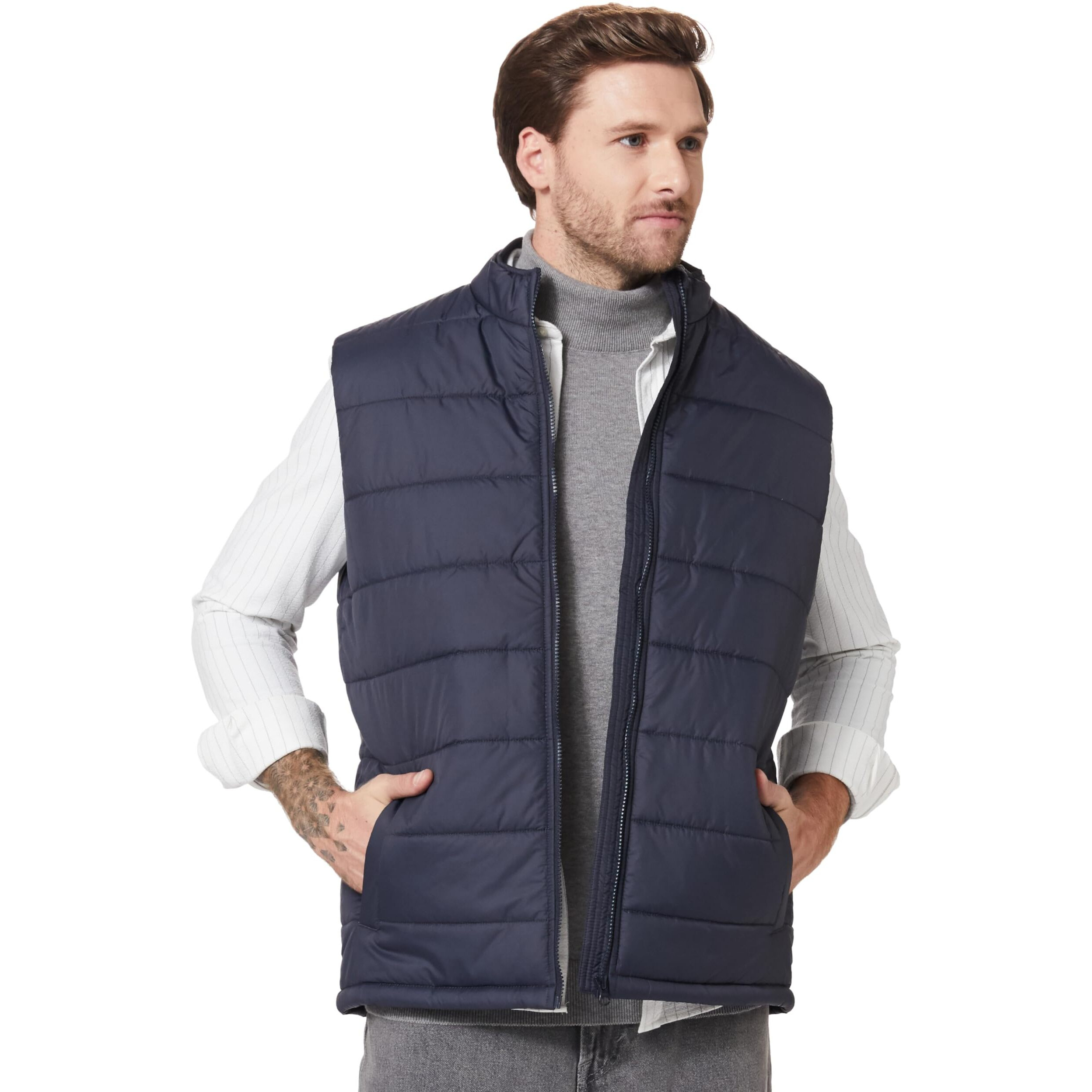 Amazon Brand - Symbol Synthetic Men Standard Length Jacket Navy XL