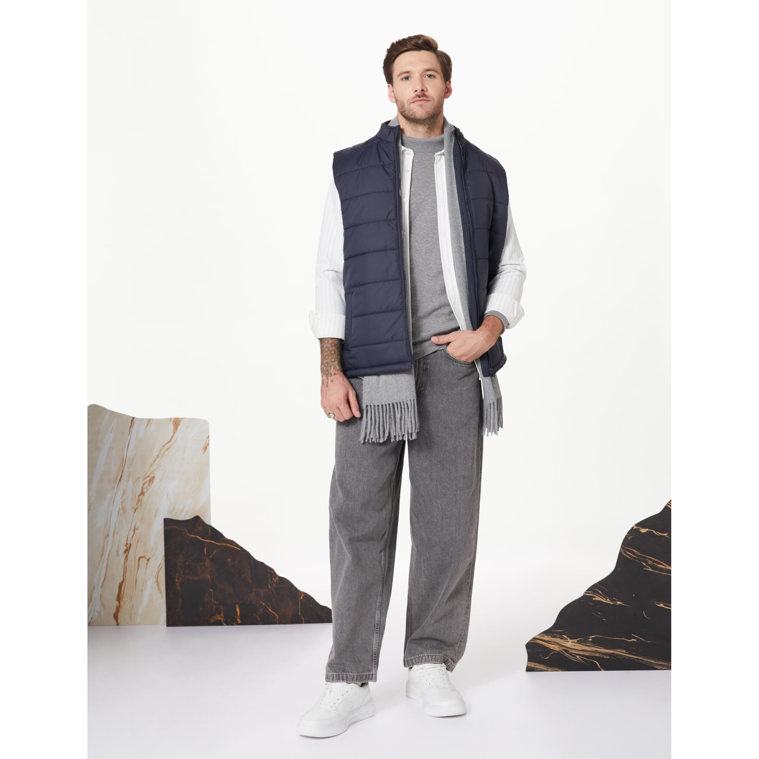 Amazon Brand - Symbol Synthetic Men Standard Length Jacket Navy XL