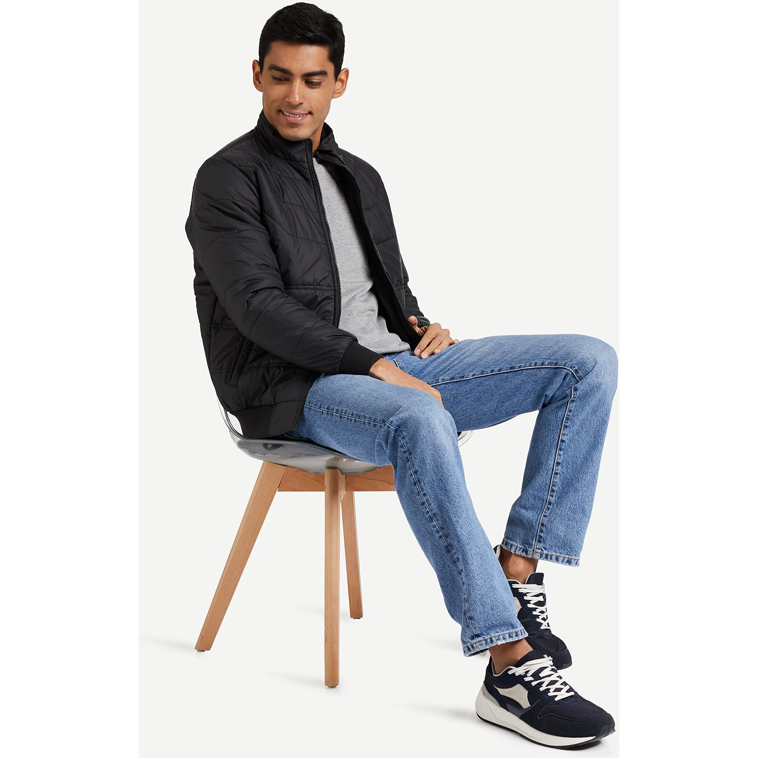 Amazon Brand - Symbol Polyester Men's Bomber Standard Length Jacket (Aw20-Qb-Sy-01_Black_Medium)