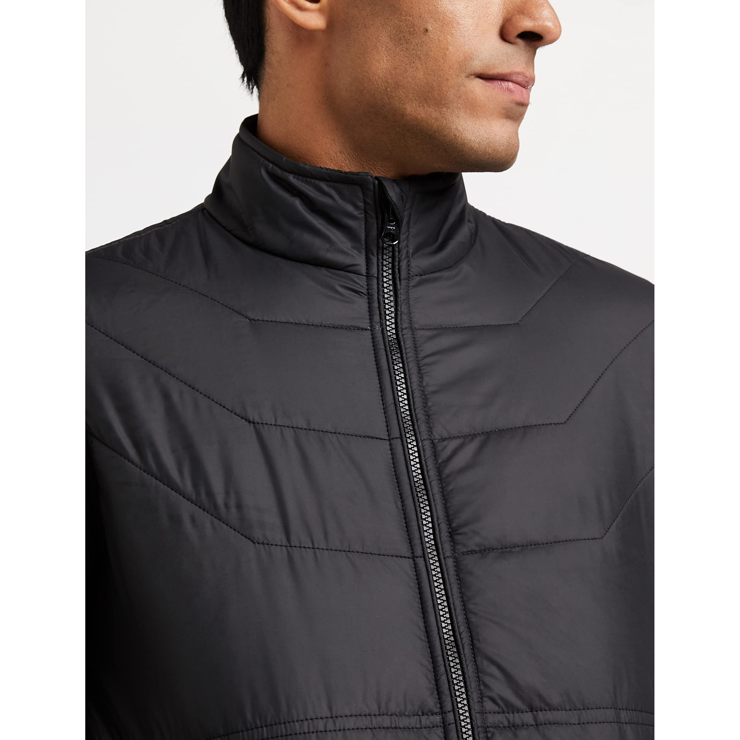 Amazon Brand - Symbol Polyester Men's Bomber Standard Length Jacket (Aw20-Qb-Sy-01_Black_Medium)