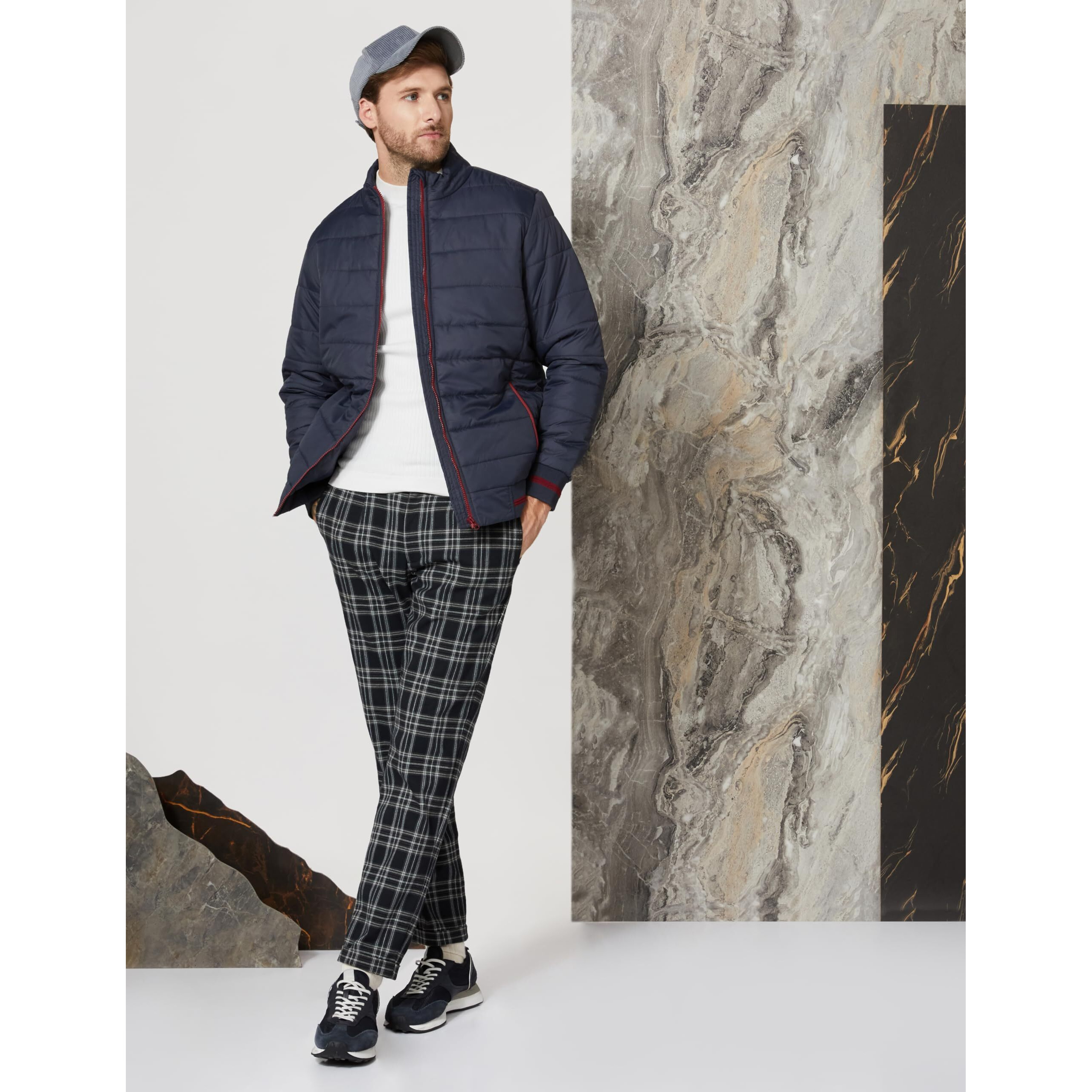 Amazon Brand - Symbol Men's Bomber Jacket (AW20-QB-SY-05_Ink blue_L_Ink Blue_L)