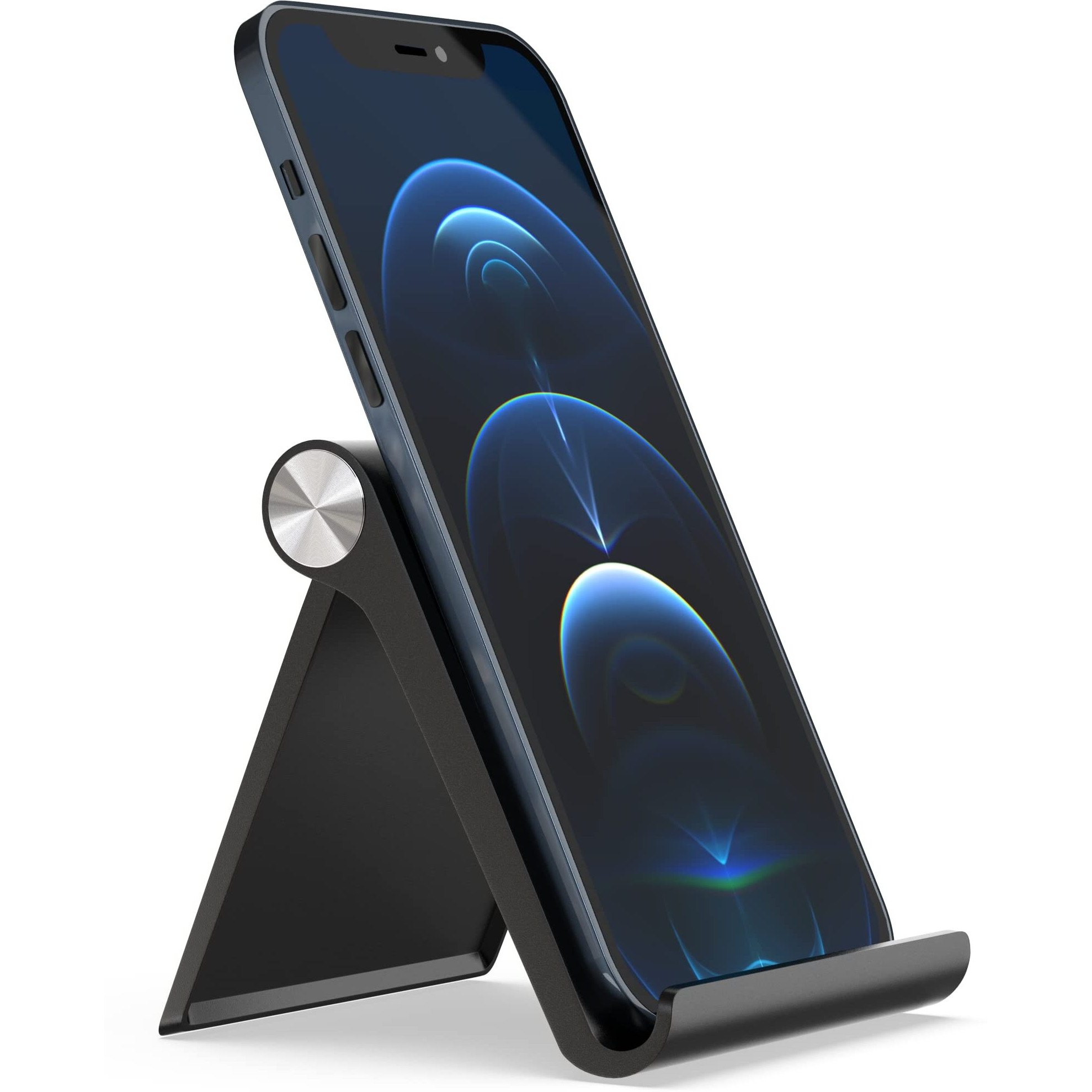 Elv Foldable, Portable, Tablet/Phone Stand. Compatible Phone Holder for iPhone, Android, Samsung, OnePlus, Xiaomi, Oppo, Vivo, Asus. Perfect for Bed,Office, Home,Gift and Desktop (Black)
