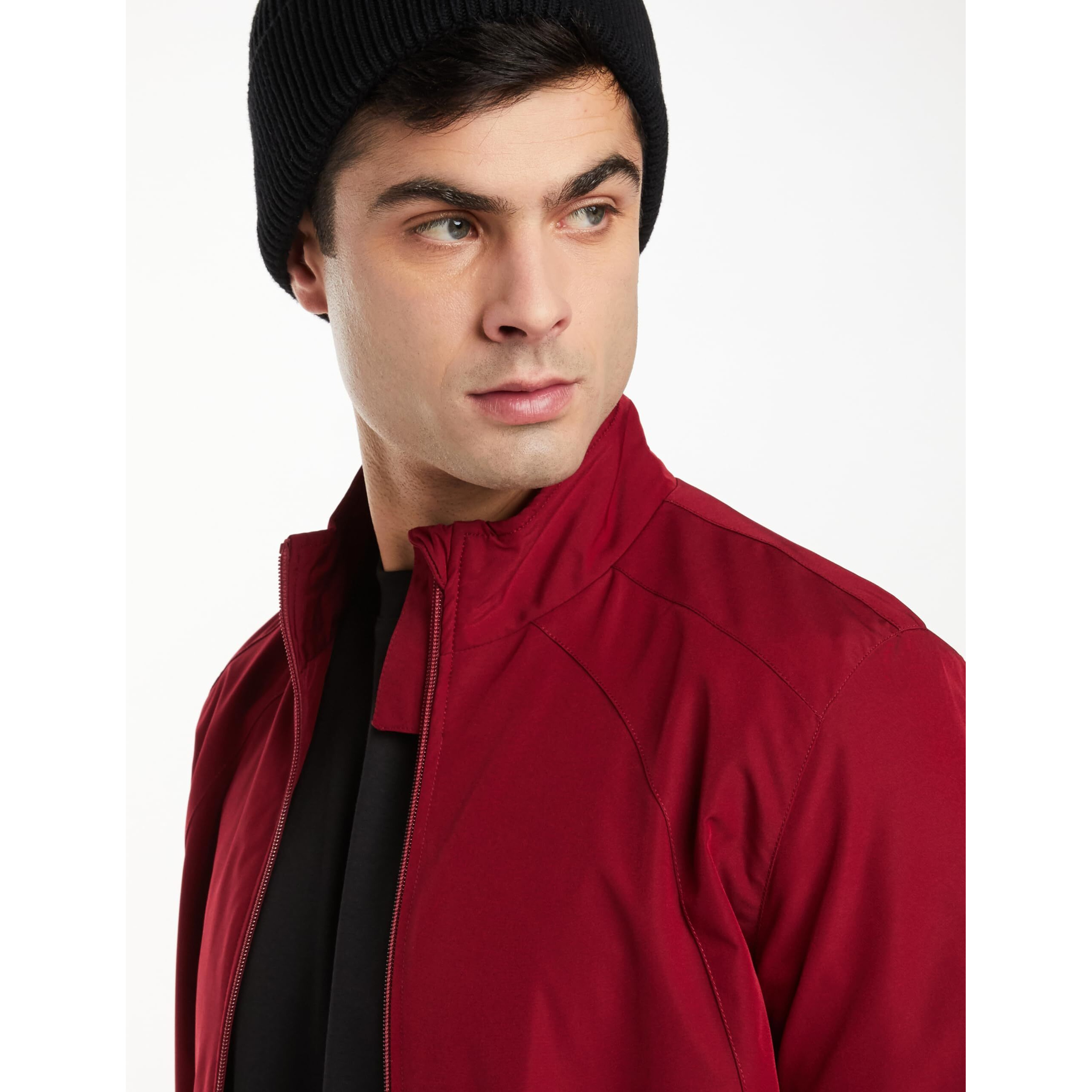 Amazon Brand - Symbol Men's Polyester Light Weight Casual Lined Standard Length Jacket Maroon 2XL
