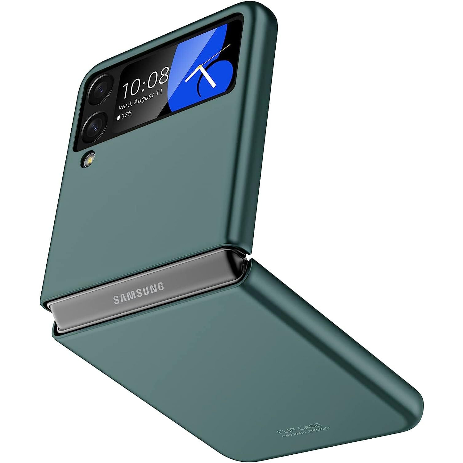 Kapa Ultra Thin Back Case for Samsung Galaxy Z Flip 3, Full Body Protection Hard Back Cover, Green, Poly Carbonate