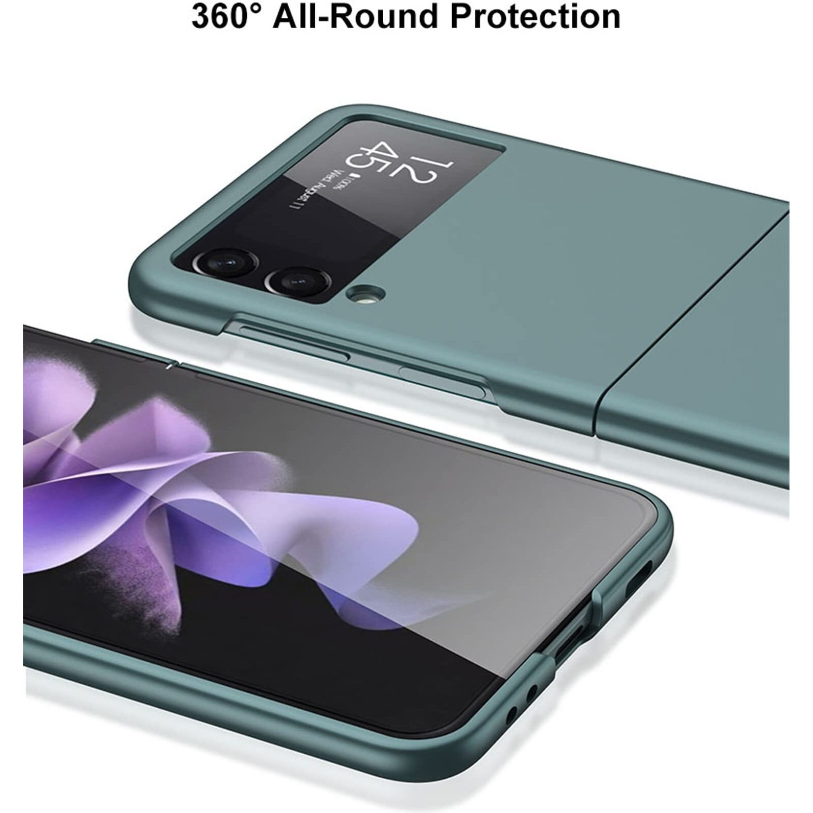Kapa Ultra Thin Back Case for Samsung Galaxy Z Flip 3, Full Body Protection Hard Back Cover, Green, Poly Carbonate