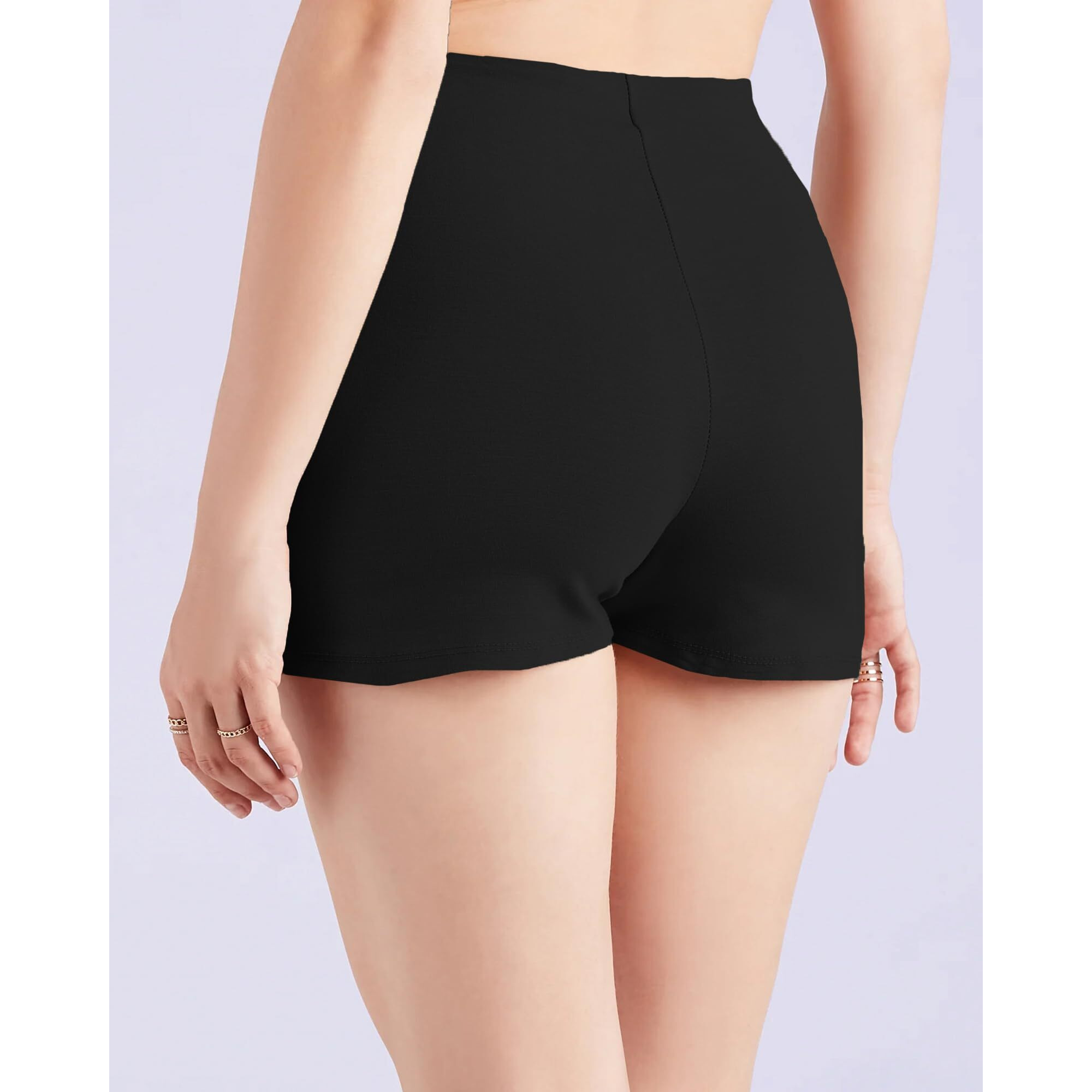 ADDYVERO High Rise Elasticated Waistband Women Above Knee/Mini Bodycon Wrap Skort/Shorts (Black, 32)