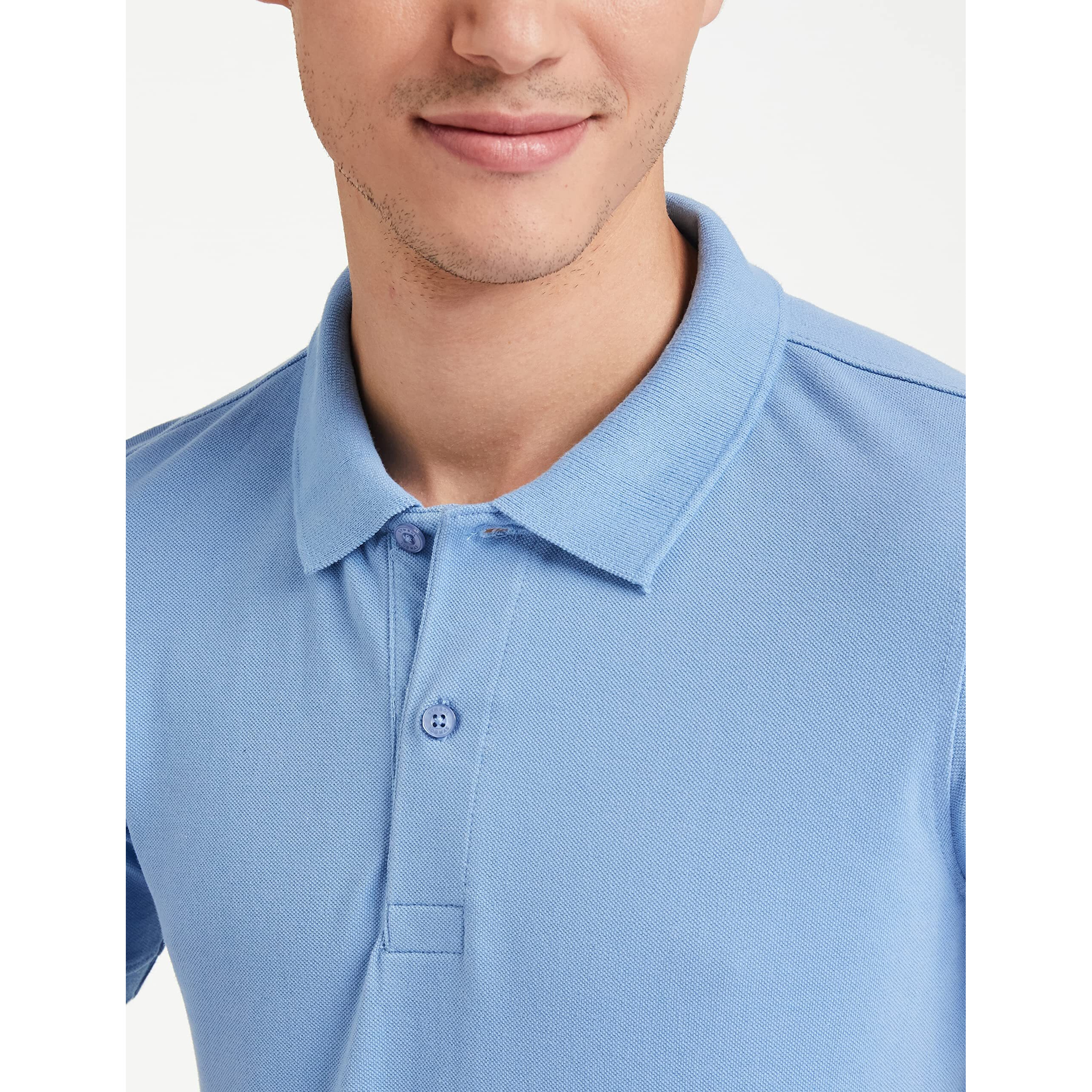 Amazon Brand - Symbol Men's Solid Cotton Rich Polo T Shirt | Collar Tshirts | Half Sleeves | Plain-Regular Fit (Sky blue_XL) (Available in Plus Size)