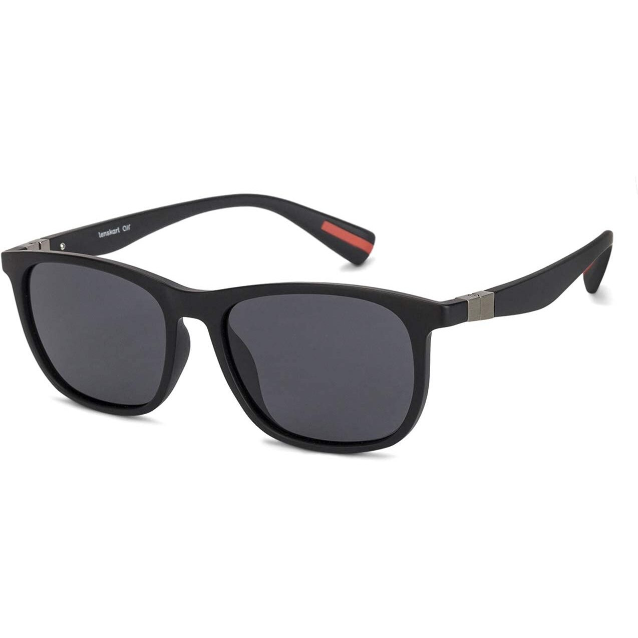 VINCENT CHASE EYEWEAR By Lenskart | Full Rim Square | Polarized and 100% UV Protected Sunglasses | Men & Women | Large | LA S13163 (Color-Black/Lens Grey)-Pack of 1