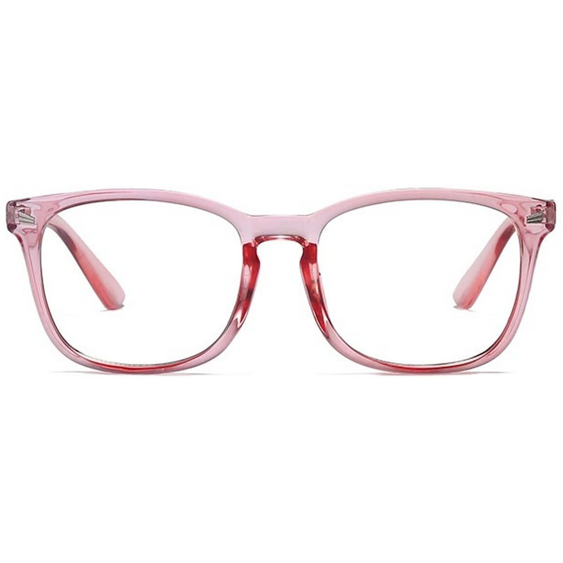 Dervin Blue Light Blocking Glasses Gaming Filter Transparent Square Eyeglasses for Eye Protection Men Women, Computer/Tablet/Laptop/Mobile/TV, Anti-blue & Anti eyestrain (Crystal Pink)