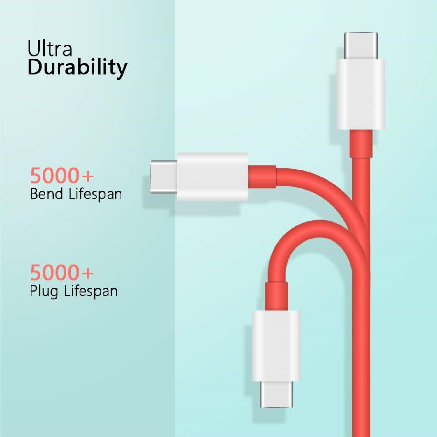 Sounce 80W Charging Cable USB to Type C Warp Charger SuperVooc/Dash Fast Charge Cable for Oneplus 11,11R,10 Pro,10R,10T,9RT,9R,8R,8T Charge Cable for 6/6T/7/7T,Nord,Ce2 Lite 5G,Ce 3 5G, Red - 2 Meter