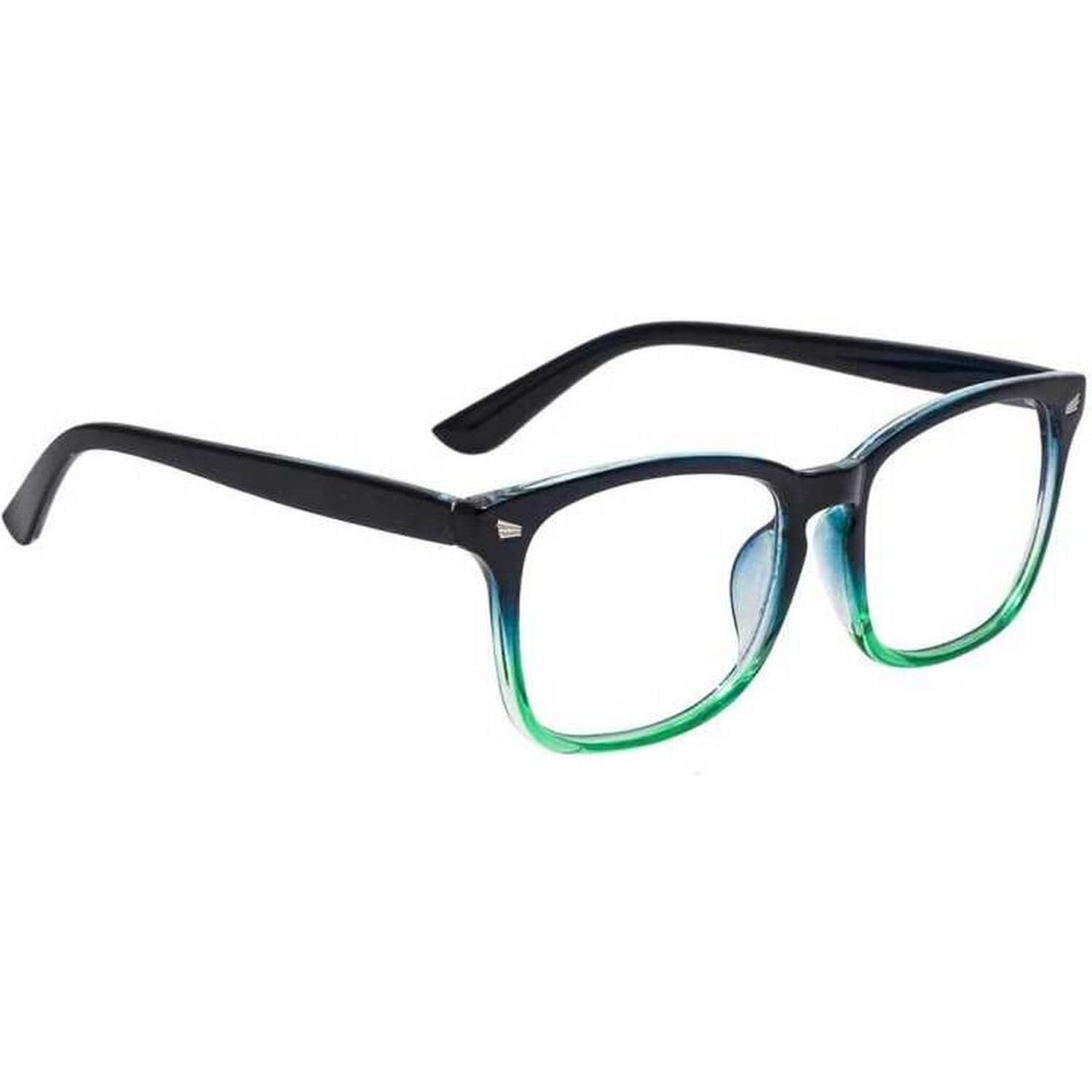 Dervin Blue Light Blocking Glasses Gaming Filter Transparent Square Eyeglasses for Eye Protection Men Women, Computer/Tablet/Laptop/Mobile/TV, Anti-blue & Anti eyestrain (Blue Green)