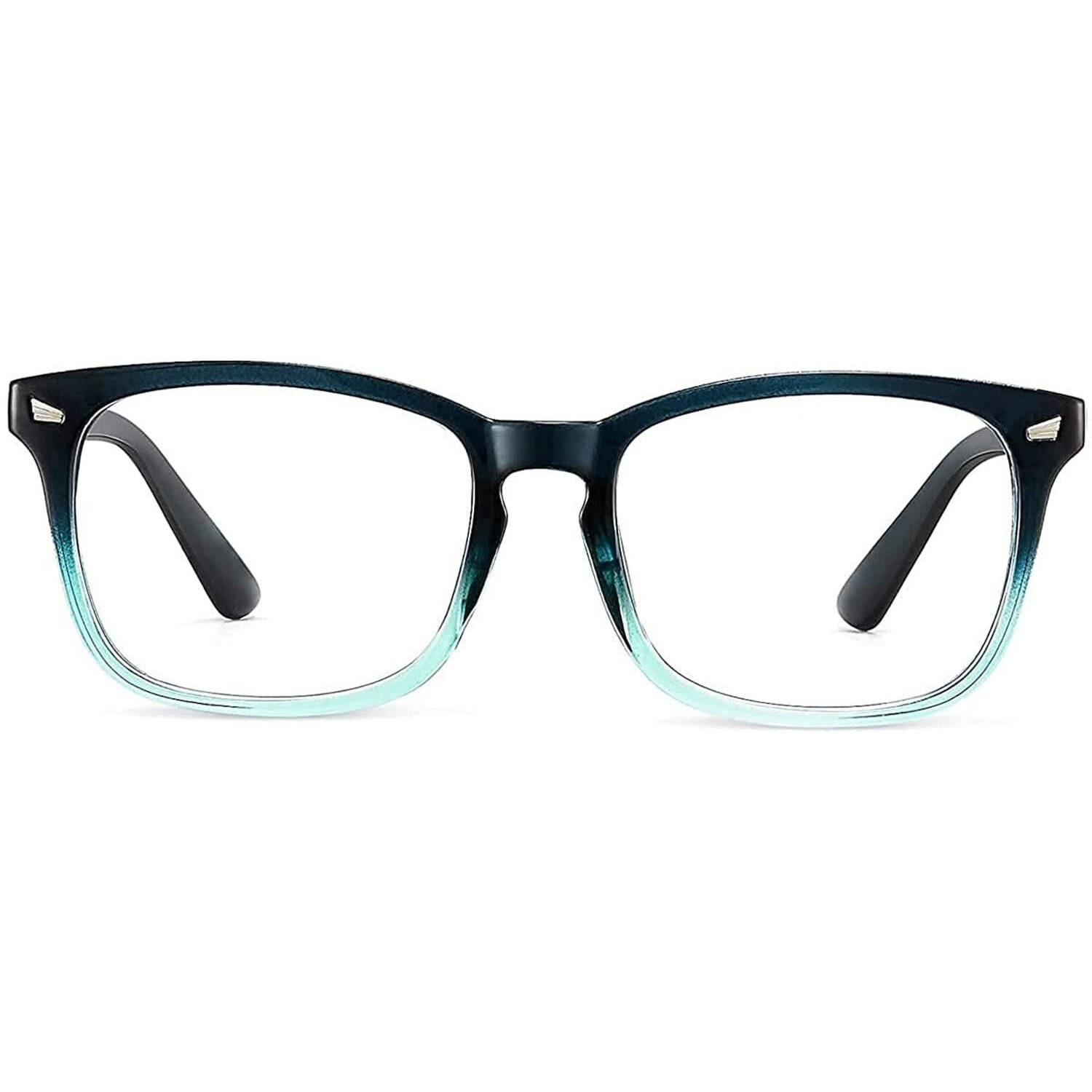 Dervin Blue Light Blocking Glasses Gaming Filter Transparent Square Eyeglasses for Eye Protection Men Women, Computer/Tablet/Laptop/Mobile/TV, Anti-blue & Anti eyestrain (Blue Green)