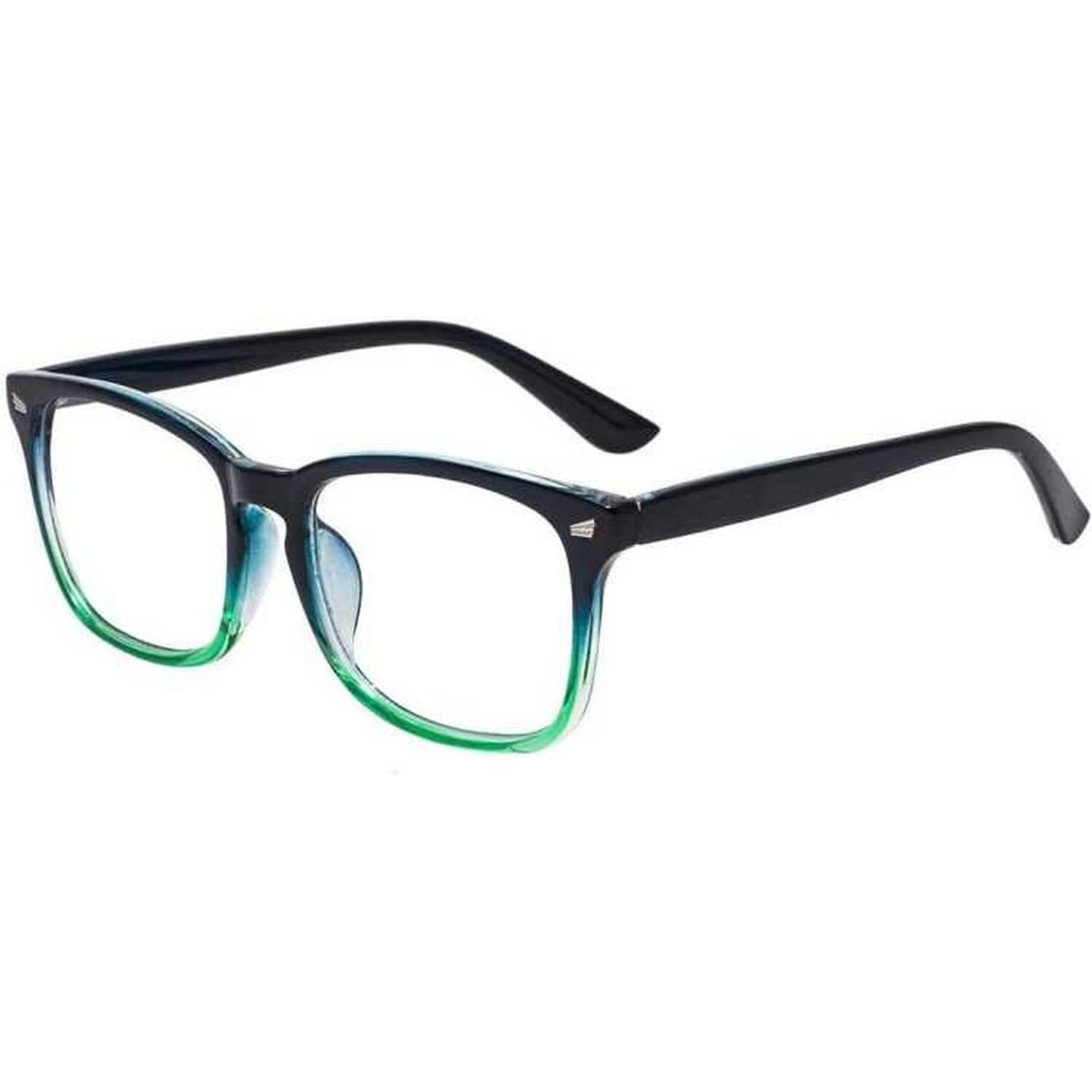 Dervin Blue Light Blocking Glasses Gaming Filter Transparent Square Eyeglasses for Eye Protection Men Women, Computer/Tablet/Laptop/Mobile/TV, Anti-blue & Anti eyestrain (Blue Green)