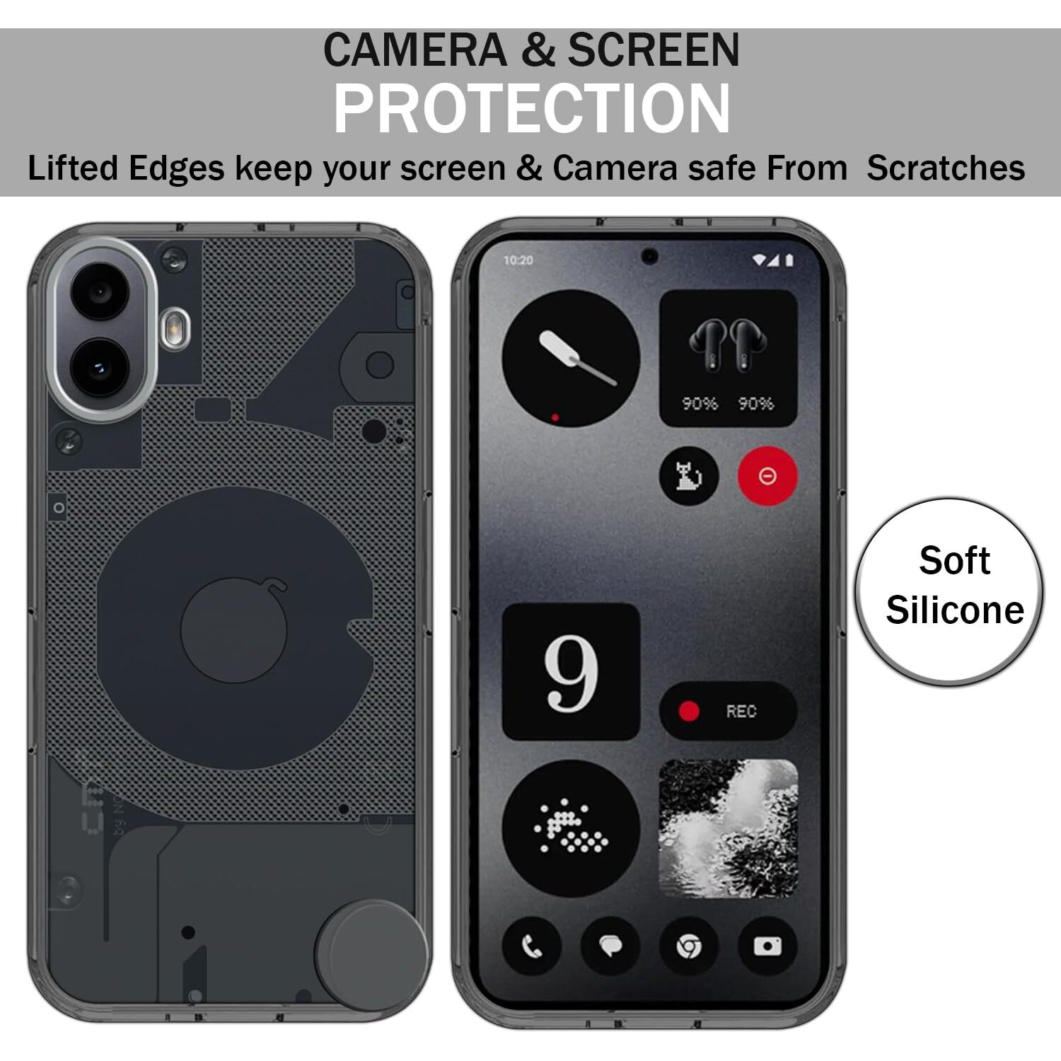 HELLO ZONE Back Cover Case for CMF by Nothing Phone 1 -Smoke Grey Transparent
