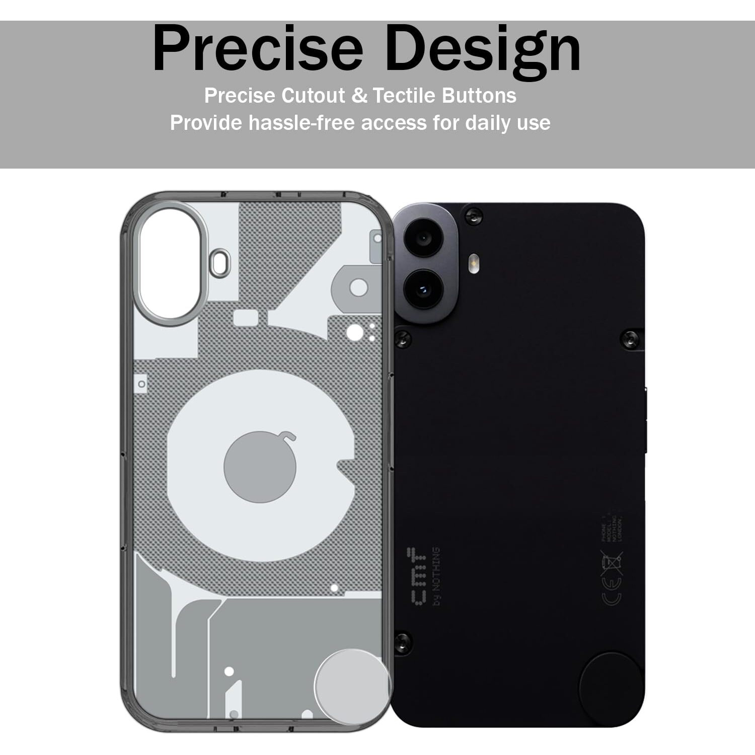 HELLO ZONE Back Cover Case for CMF by Nothing Phone 1 -Smoke Grey Transparent