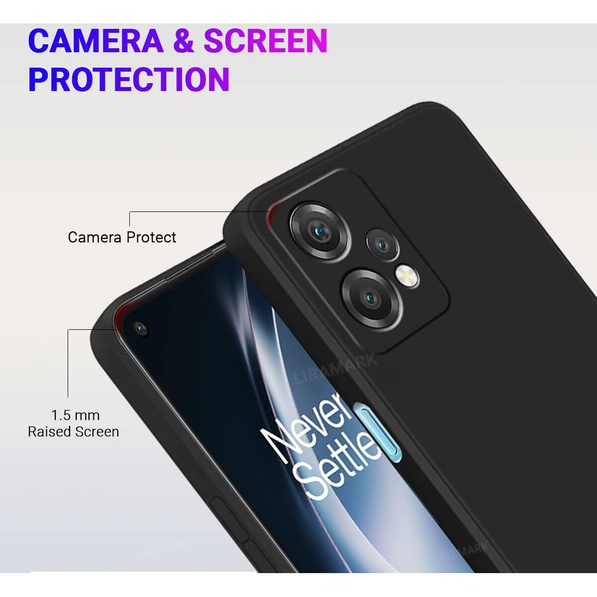 LIRAMARK Silicone Soft Back Cover Case for OnePlus Nord CE 2 Lite 5G / 1+Nord CE 2 Lite 5G (Silicone Black)