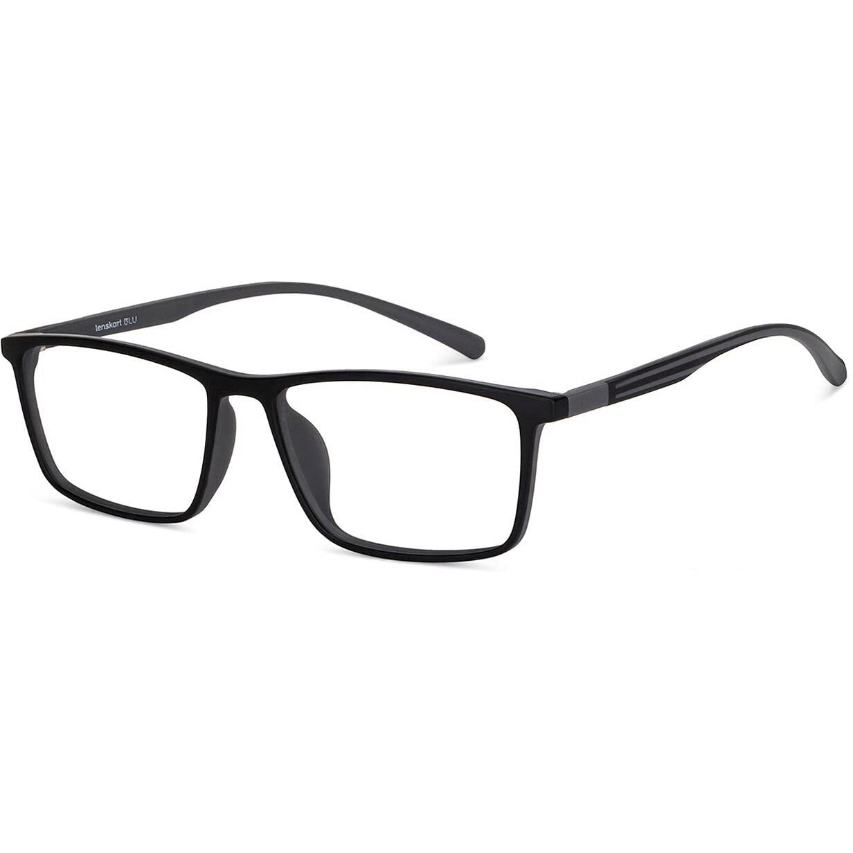 LENSKART BLU | Zero Power Bluecut & Antiglare Computer Eyeglasses | Gaming Glasses | Black Full Rim Rectangle | For Men and Women | Large | LB E14255