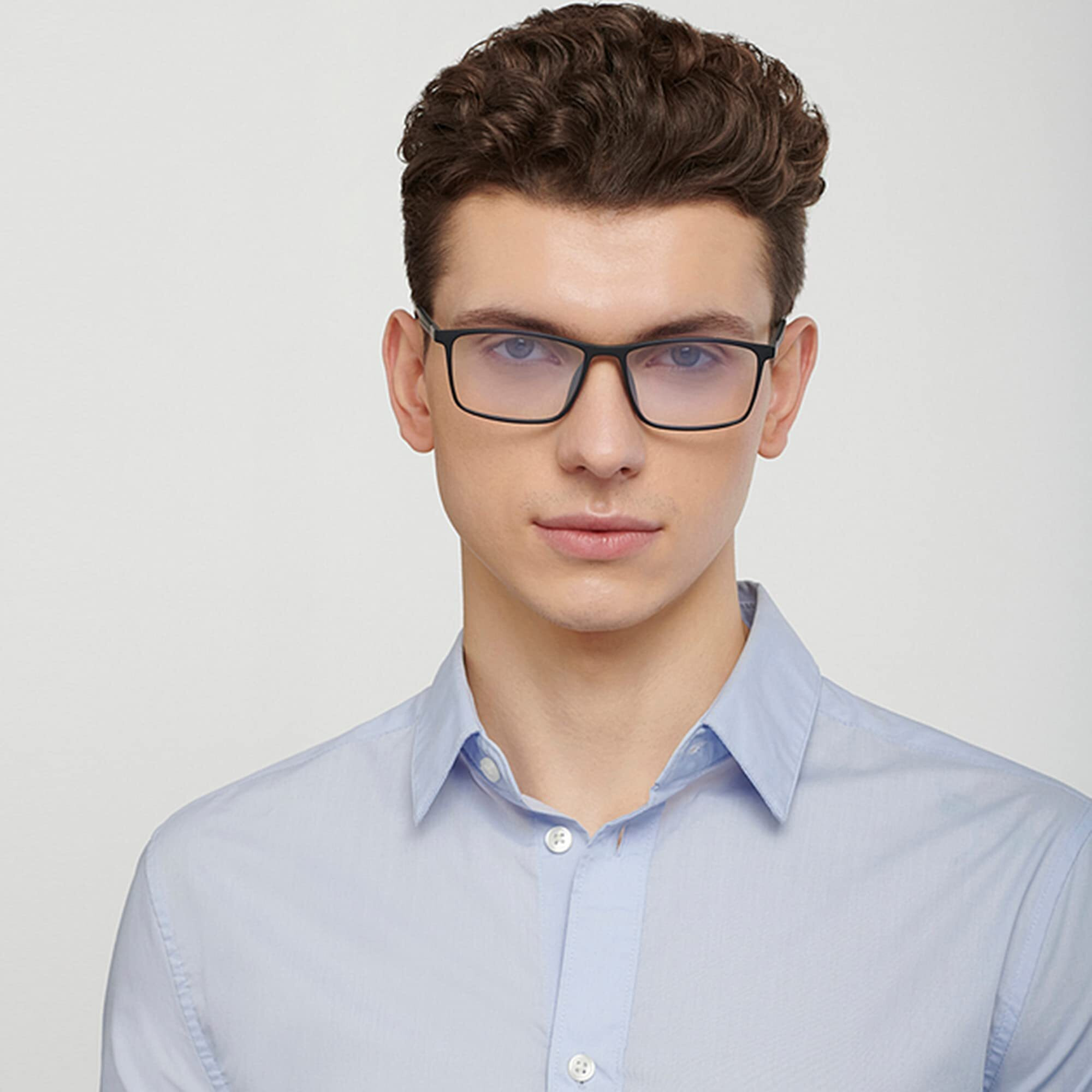 LENSKART BLU | Zero Power Bluecut & Antiglare Computer Eyeglasses | Gaming Glasses | Black Full Rim Rectangle | For Men and Women | Large | LB E14255