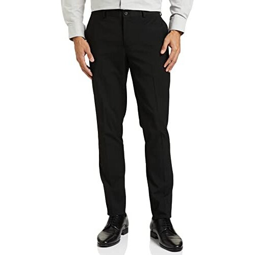 Amazon Brand - Symbol Men's Stretchable Formal Pants | Trousers (Slim Fit) (Black 2_30)