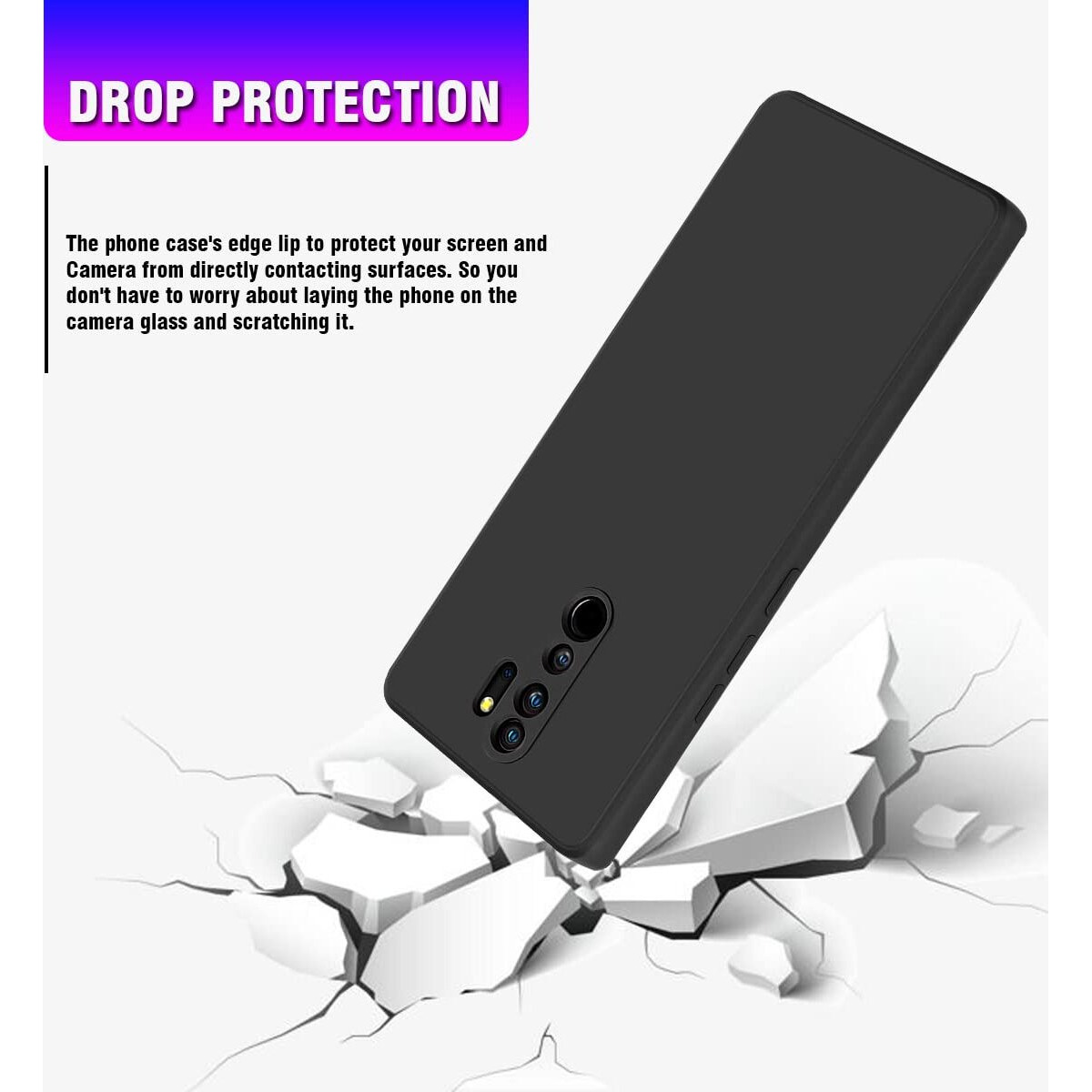 LIRAMARK Silicone Soft Back Cover Case for Redmi Note 8 Pro (Black)