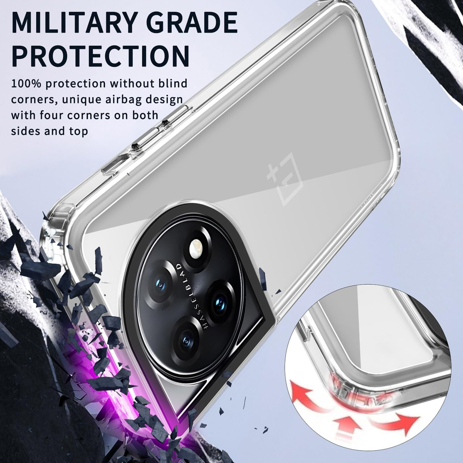 Kapa Warrior Acrylic Clear Back Cover for OnePlus 11R | Slim Shockproof [Military Grade Protection] Hybrid Bumper Case (Transparent Sides)