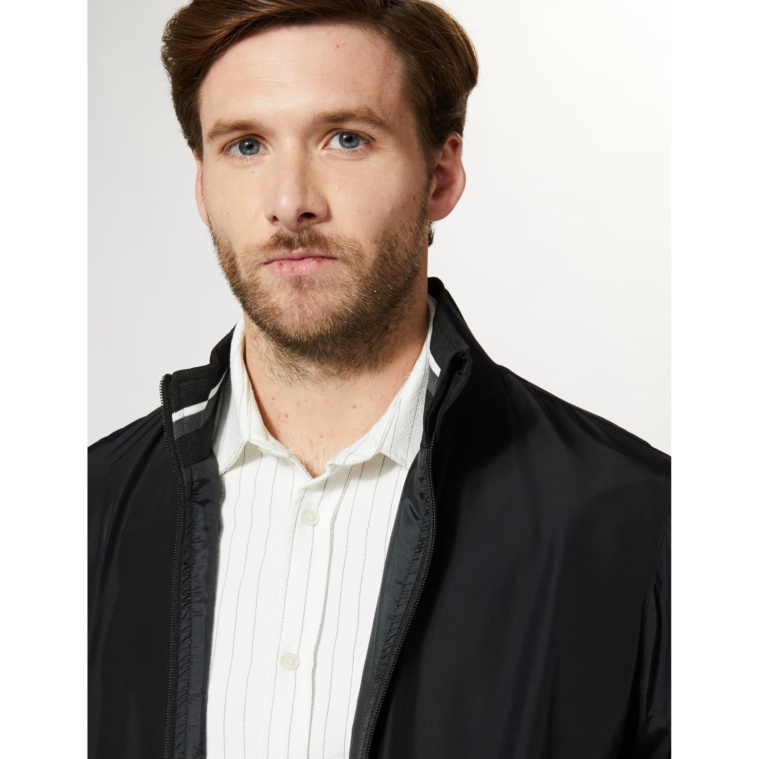 Amazon Brand - Symbol Men's Polyester Light Weight Casual Lined Standard Length Jacket Black1 M