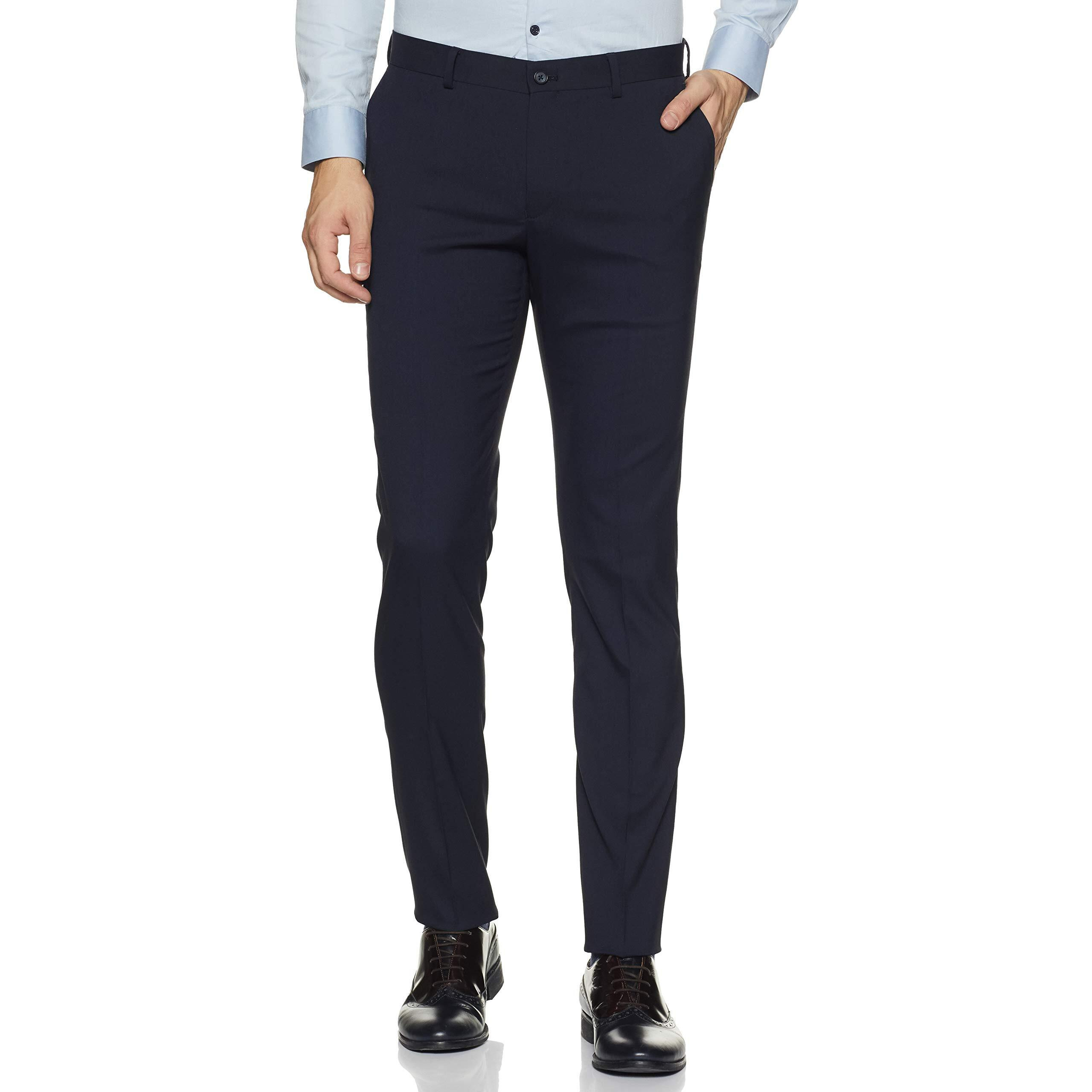 Amazon Brand - Symbol Men's Stretchable Formal Pants | Trousers (Slim Fit) (Blue 3_32)