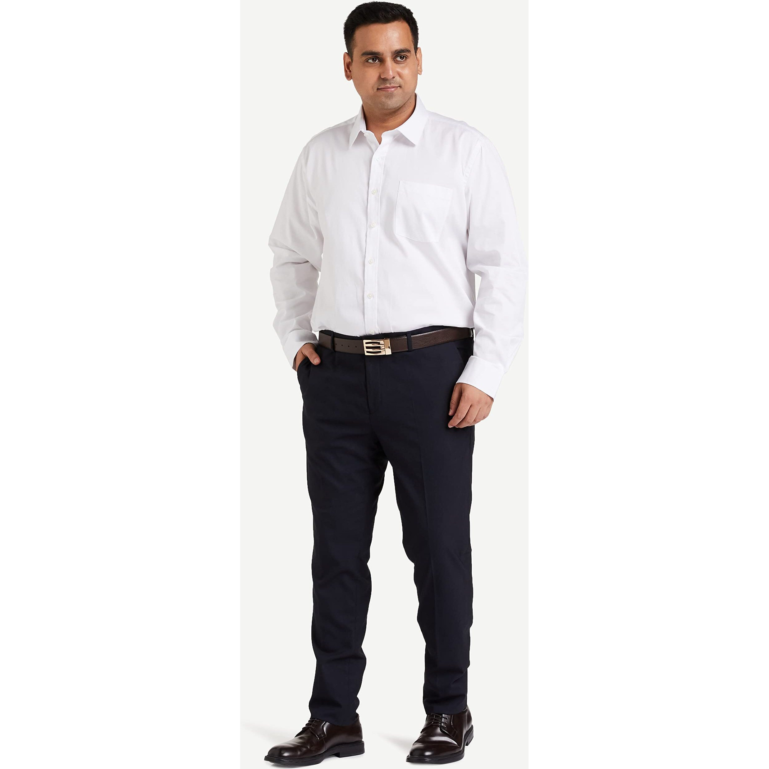 Amazon Brand - Symbol Men's Stretchable Formal Pants | Trousers (Slim Fit) (Blue 3_32)