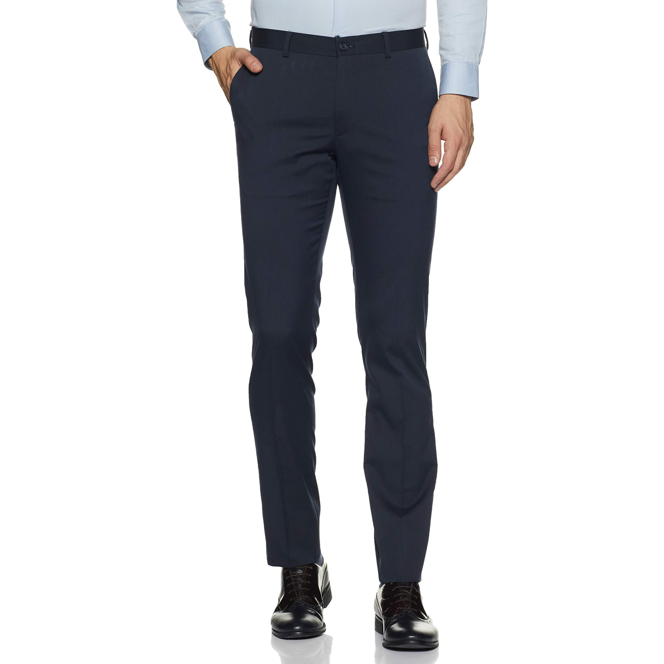 Amazon Brand - Symbol Men's Stretchable Formal Pants | Trousers (Slim Fit) (Navy1_34)