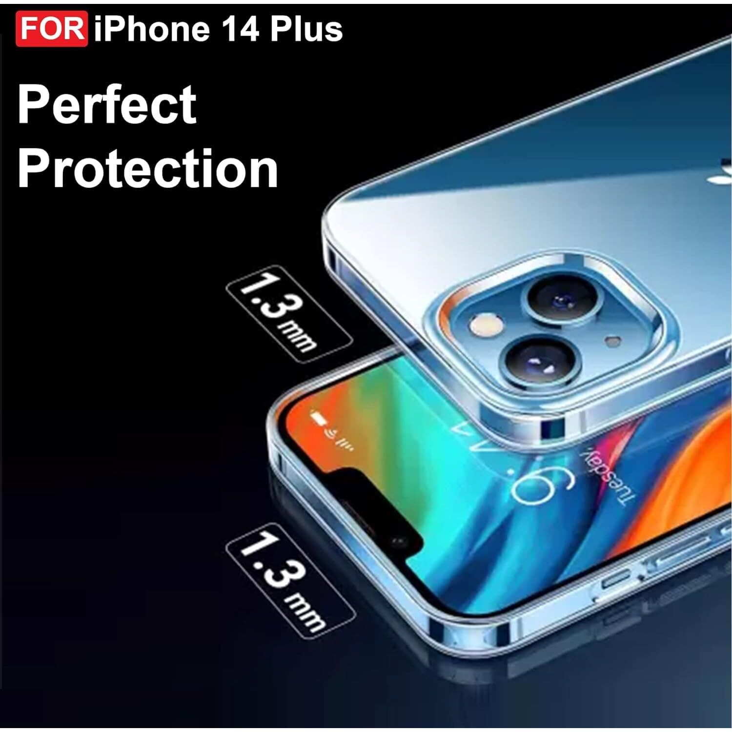 ZedGear Case for iPhone 14 Plus Silicone Case Clear Transparent Shockproof Scratch Resistant Protective Phone Soft Silicone Slim Cover for iPhone 14 Plus (Transparent)
