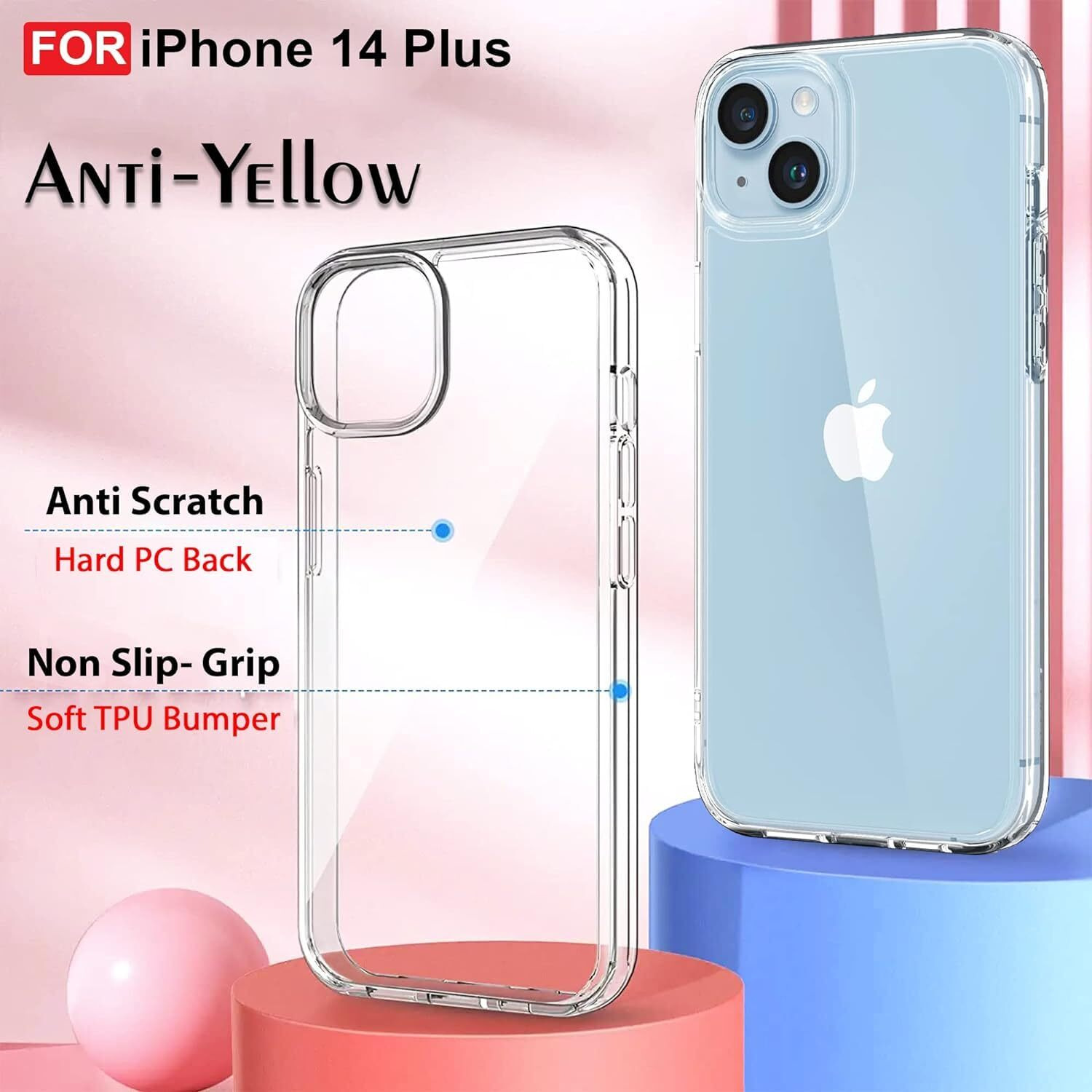 ZedGear Case for iPhone 14 Plus Silicone Case Clear Transparent Shockproof Scratch Resistant Protective Phone Soft Silicone Slim Cover for iPhone 14 Plus (Transparent)