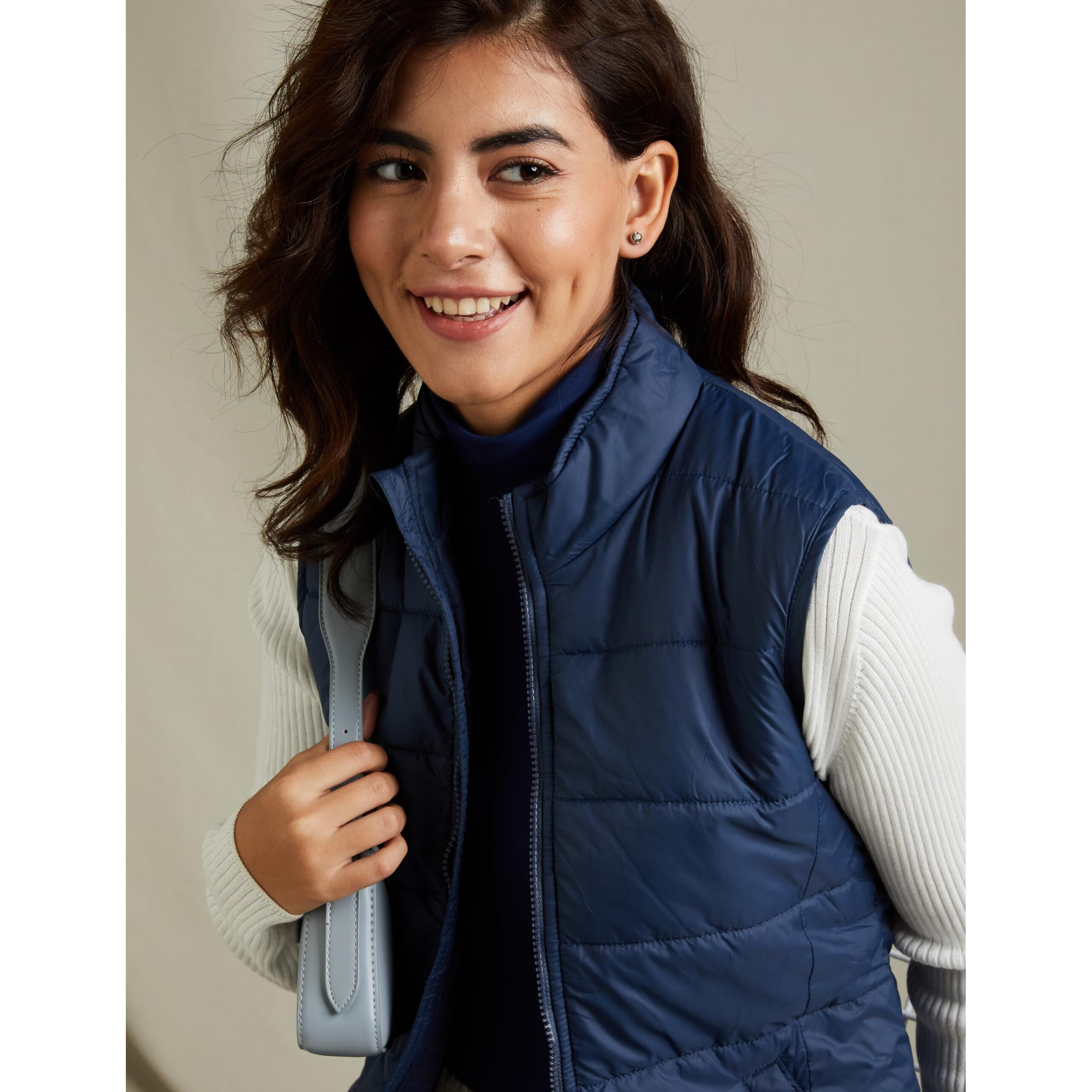 Amazon Brand - Symbol Women's Polyester Standard Length Quilted Jacket Blue Light Navy (M)
