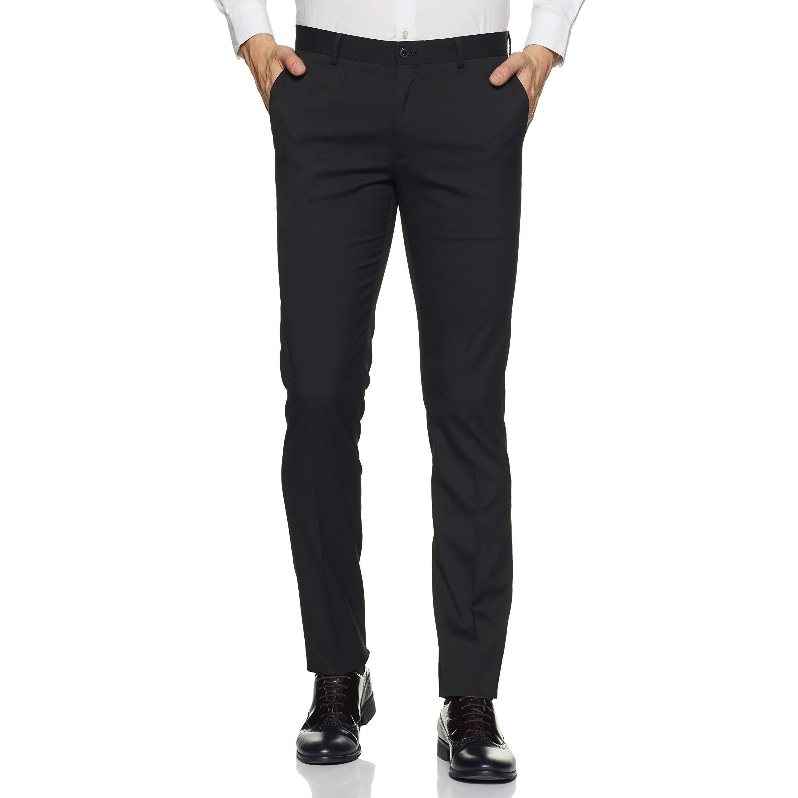 Amazon Brand - Symbol Men's Stretchable Formal Pants | Trousers (Slim Fit) (Black 6_36)