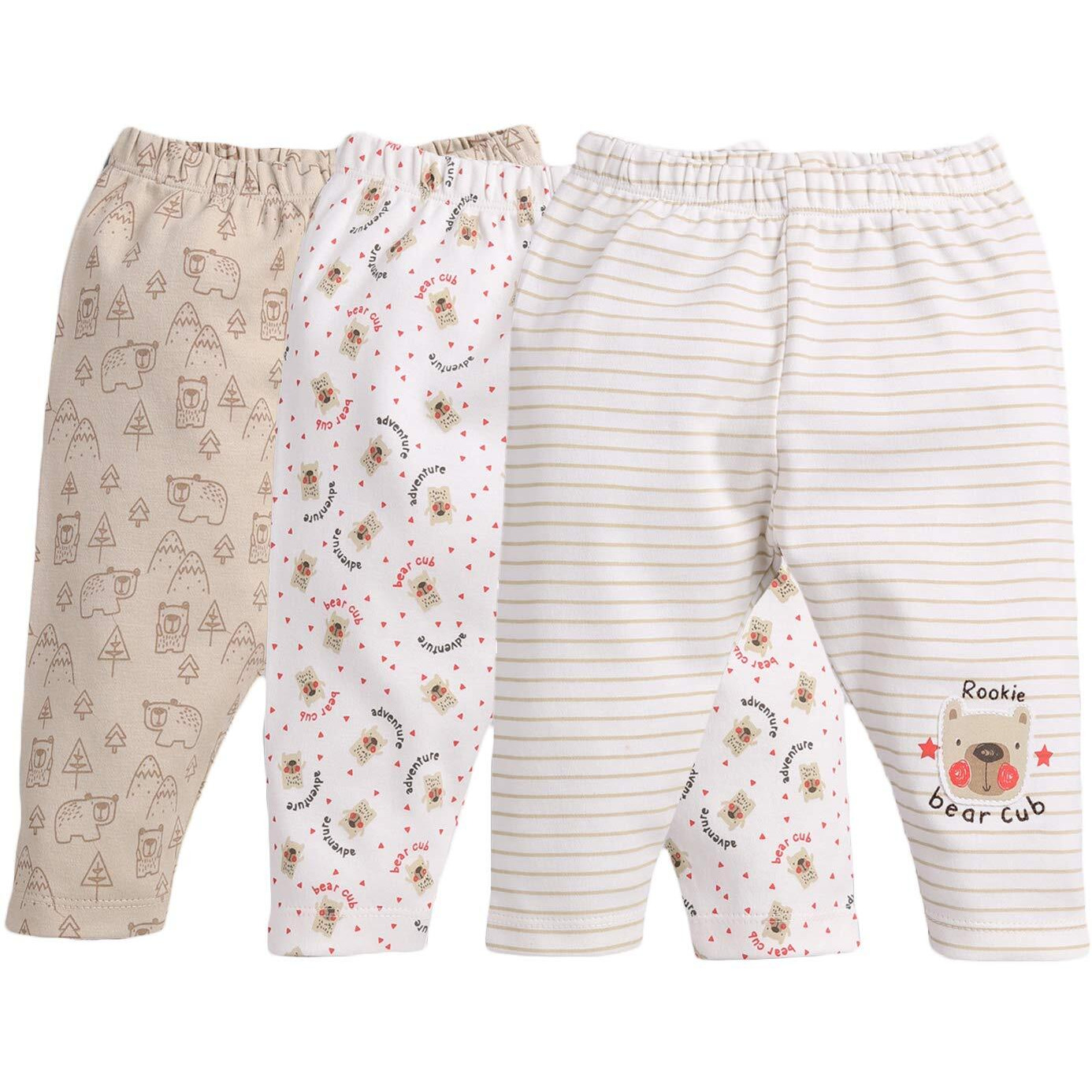 BABY GO 0-3M/3-6M/6-9M/9-12M 100% Pure Cotton Pack of 3 Pyjamas for Babies Beige