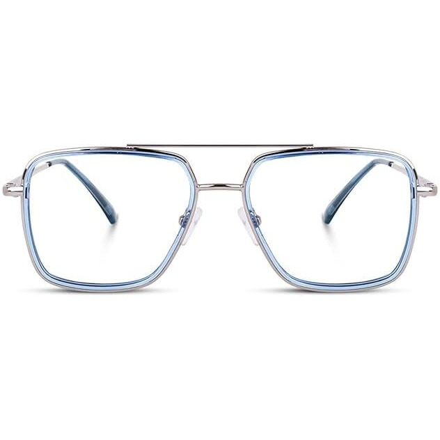 Dervin Blue Light Blocking Blue Cut Zero Power anti-glare Retro Square Eyeglasses, Frame for Eye Protection from UV by Computer/Tablet/Mobile/Laptop (Blue)