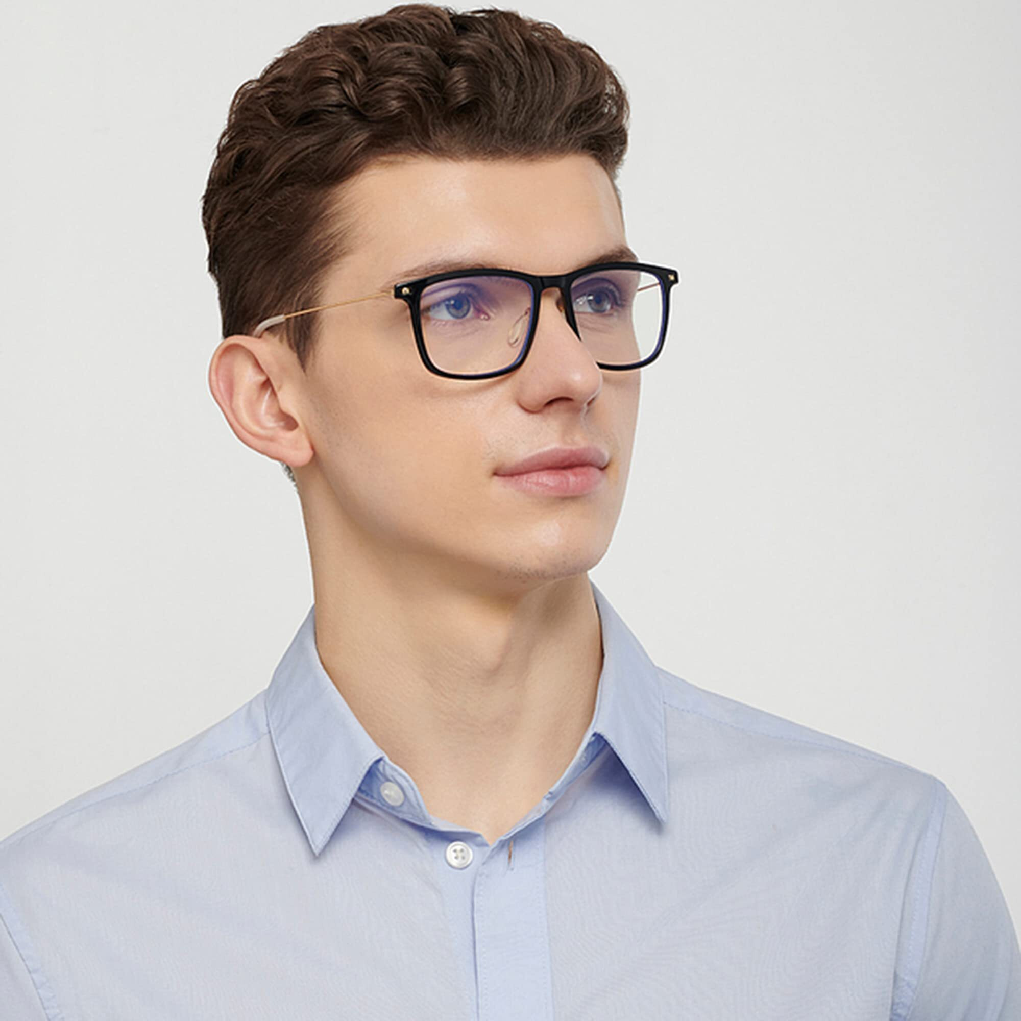 LENSKART BLU | Zero Power Bluecut & Antiglare Computer Eyeglasses | Gaming Glasses | Black Full Rim Square | For Men and Women | Large | LB E13533
