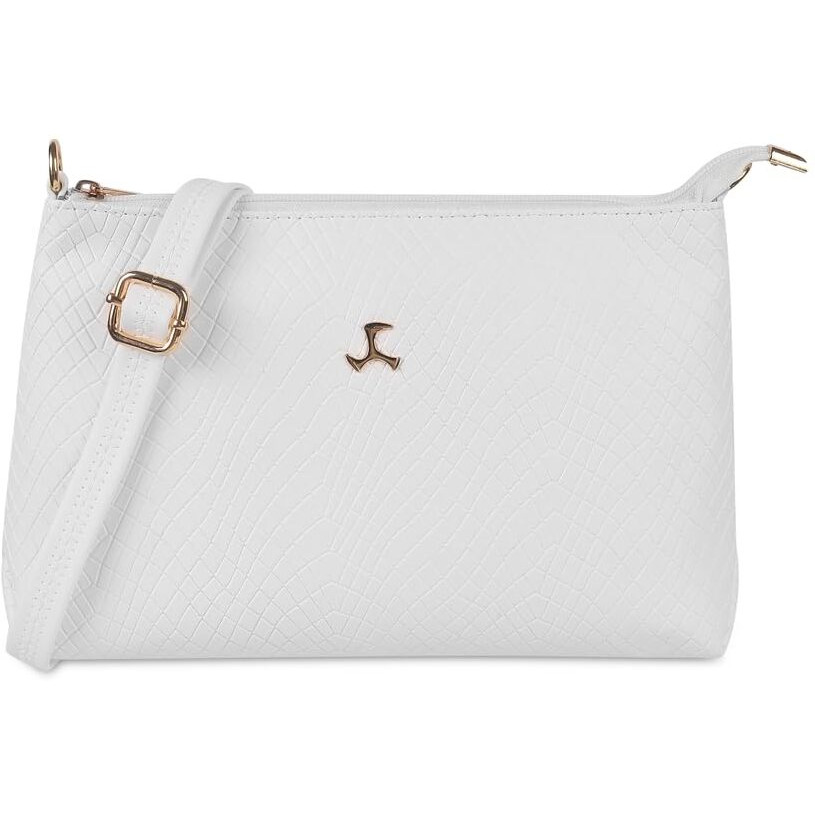 Mochi Women's White Fashionable Faux Leather Sling Bag (66-7751)