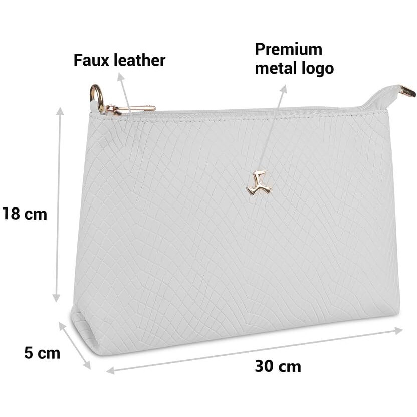 Mochi Women's White Fashionable Faux Leather Sling Bag (66-7751)