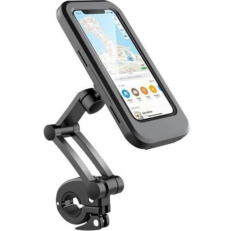 LIRAMARK 360 Rotation Waterproof Bike Phone Mount, Universal Motorcycle & Bicycle Handlebar Holder with Touch-Sensitive Screen for 4-7.2" Smartphones