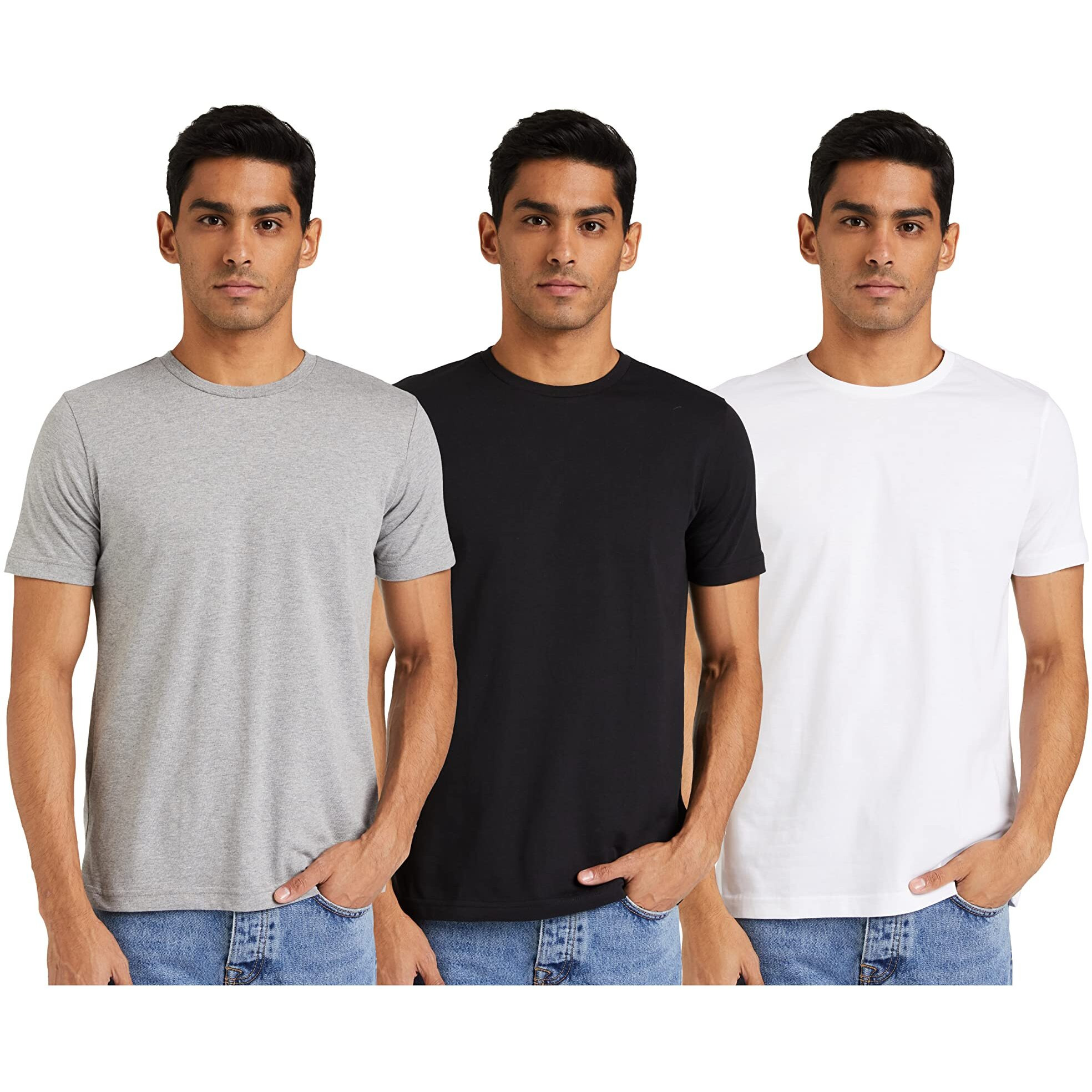 Amazon Brand - Symbol Men's Solid Cotton T Shirt | Plain | Round Neck | Half Sleeve - Regular Fit | Combo Pack of 3 (Available in Plus Size) (Multicolor8_M)