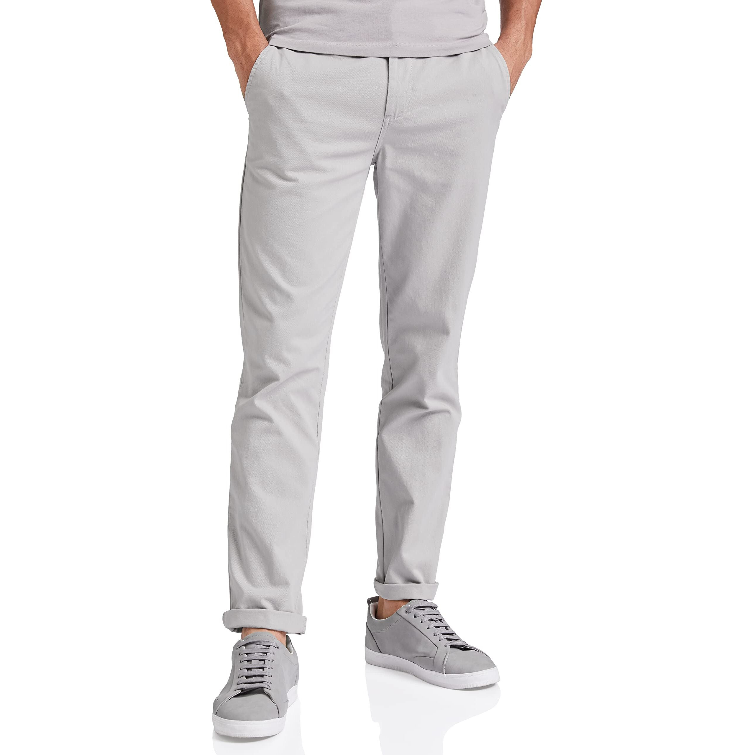 Amazon Brand - Symbol Men's Casual Cotton Pants | Chinos | Trousers (Regular Fit) (Lt Grey_36)