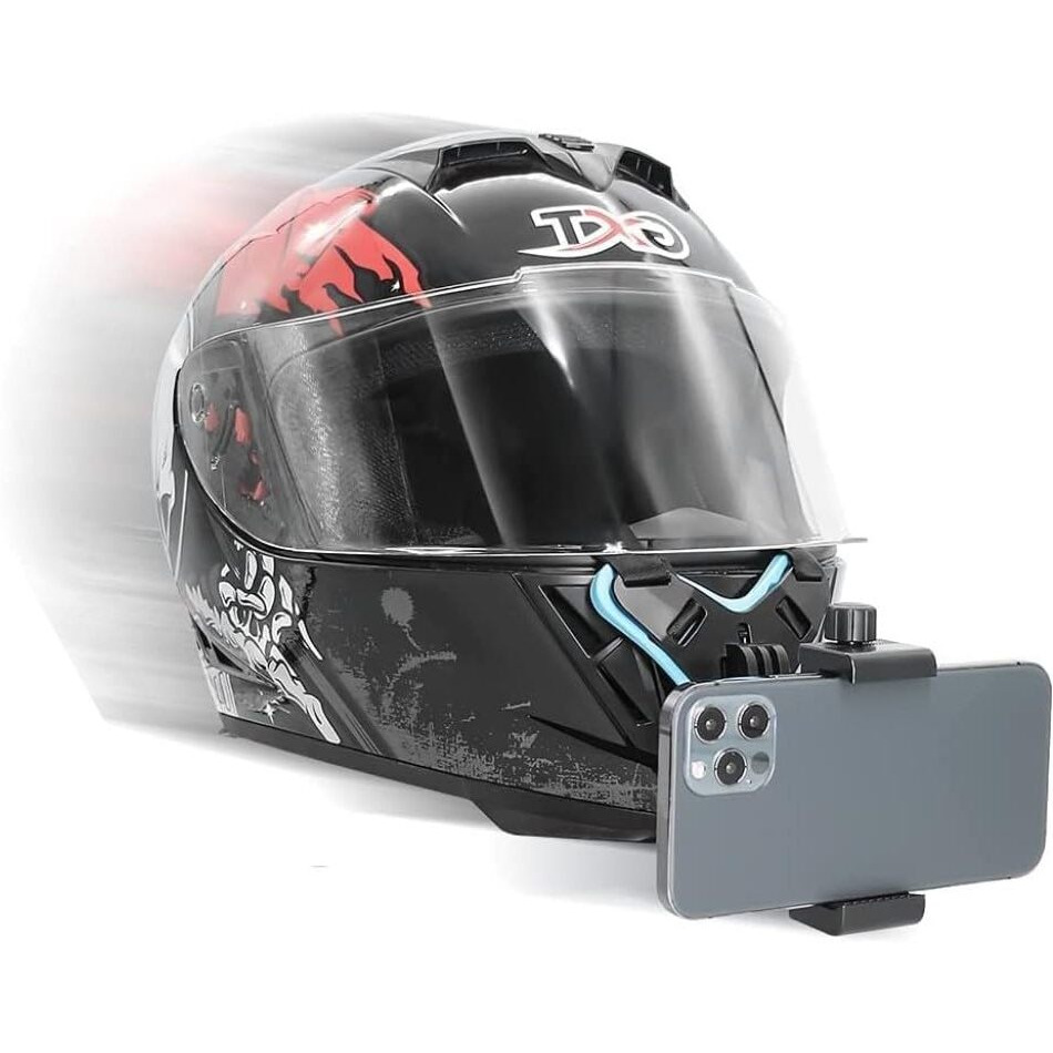 HUMBLE Helmet Chin Mount with Mobile Holder, Motorcycle Helmet Strap Compatible with GoPro Hero 9 8 7 6 5 4 3+ 3 SJCAM and Mobile Phones.