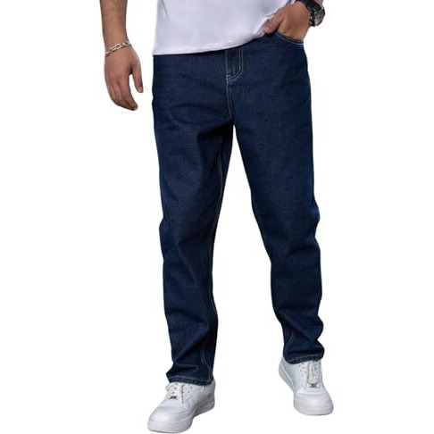 GRECIILOOKS Regular Cargo Pant Baggy Loose Fit | Cotton Jeans for Men (GL-MJ-11_Dark Blue_32)