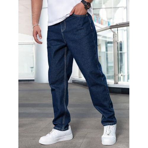 GRECIILOOKS Regular Cargo Pant Baggy Loose Fit | Cotton Jeans for Men (GL-MJ-11_Dark Blue_32)