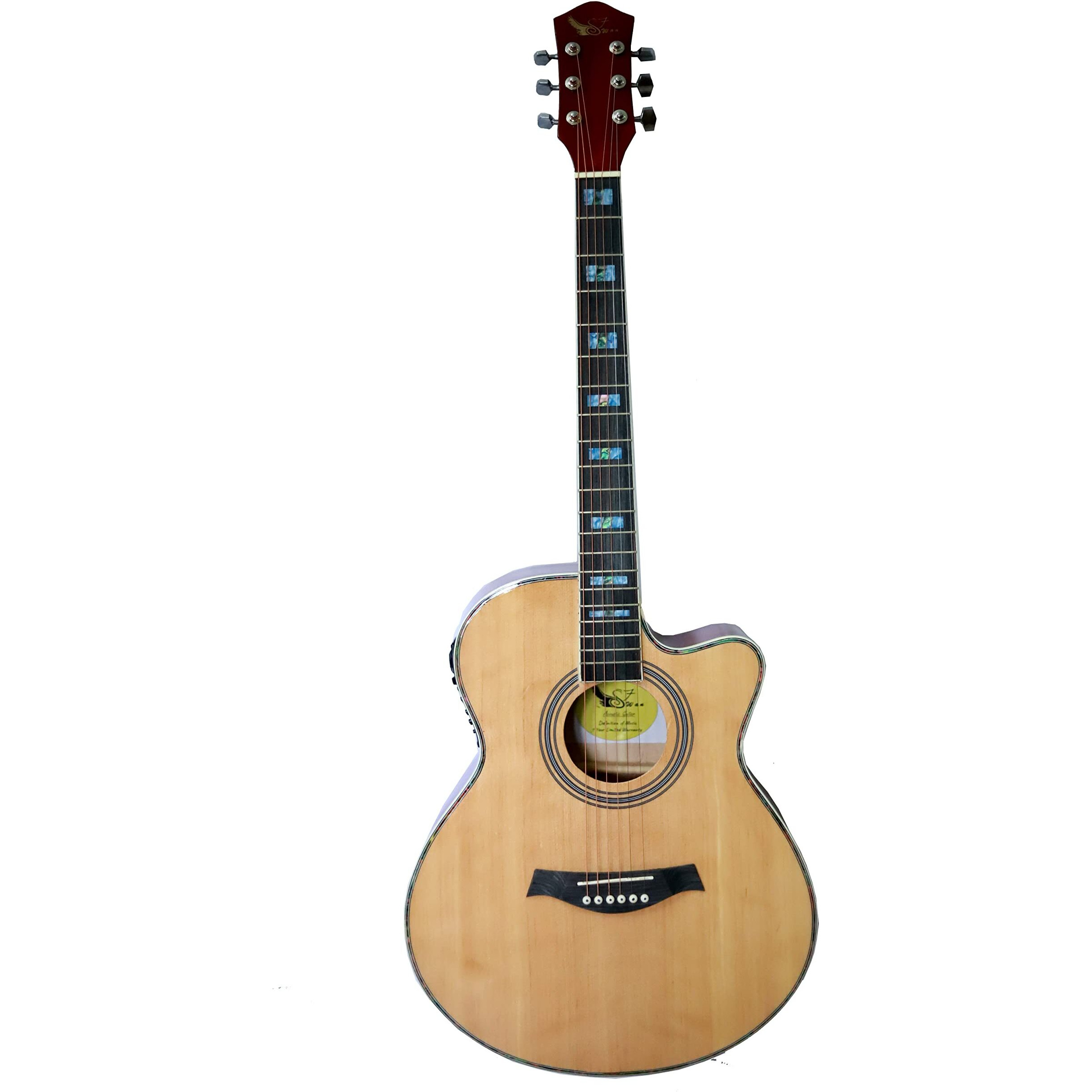 Swan7 40 Inch Natural Glossy Semi-Acoustic Guitar