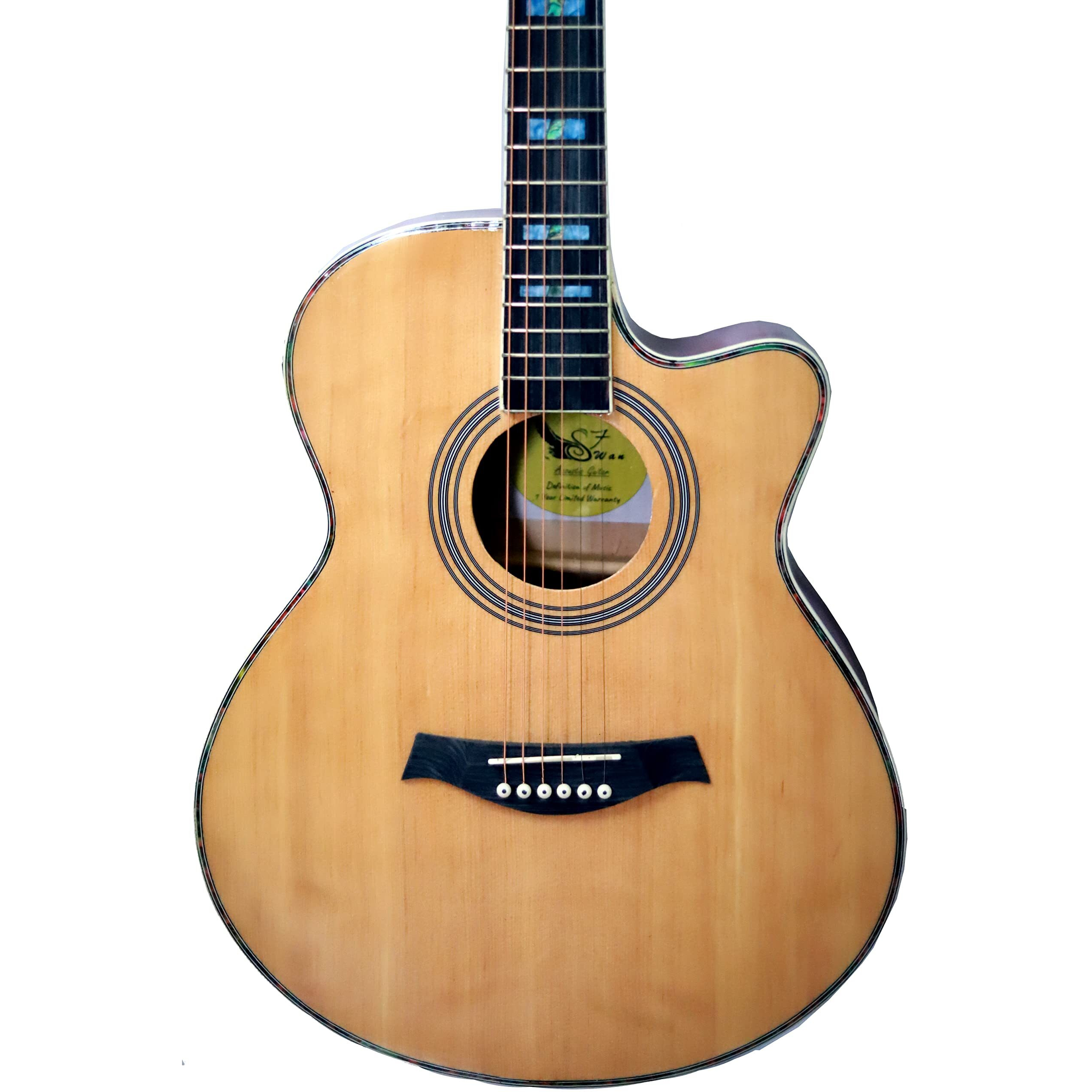 Swan7 40 Inch Natural Glossy Semi-Acoustic Guitar