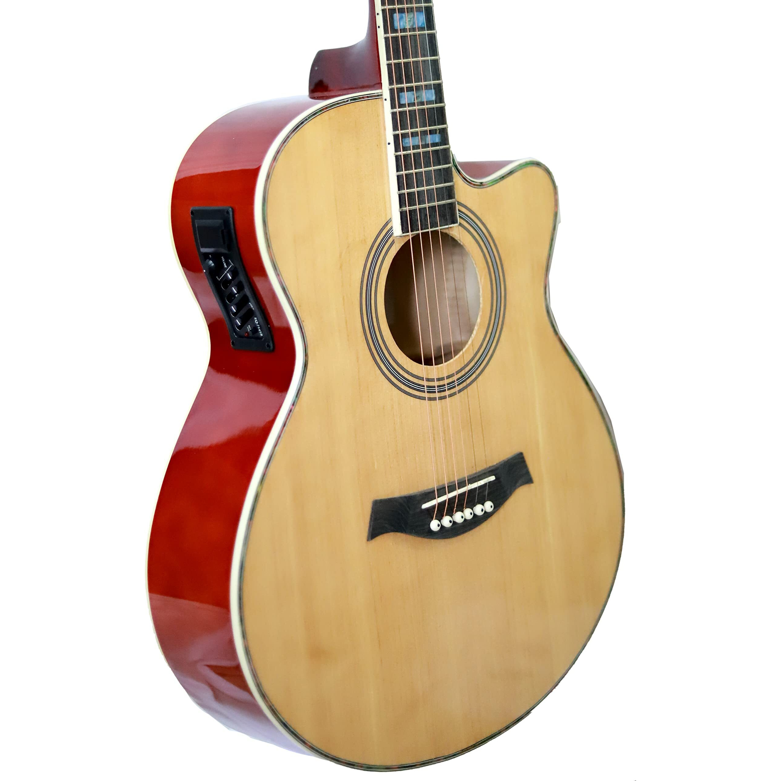 Swan7 40 Inch Natural Glossy Semi-Acoustic Guitar